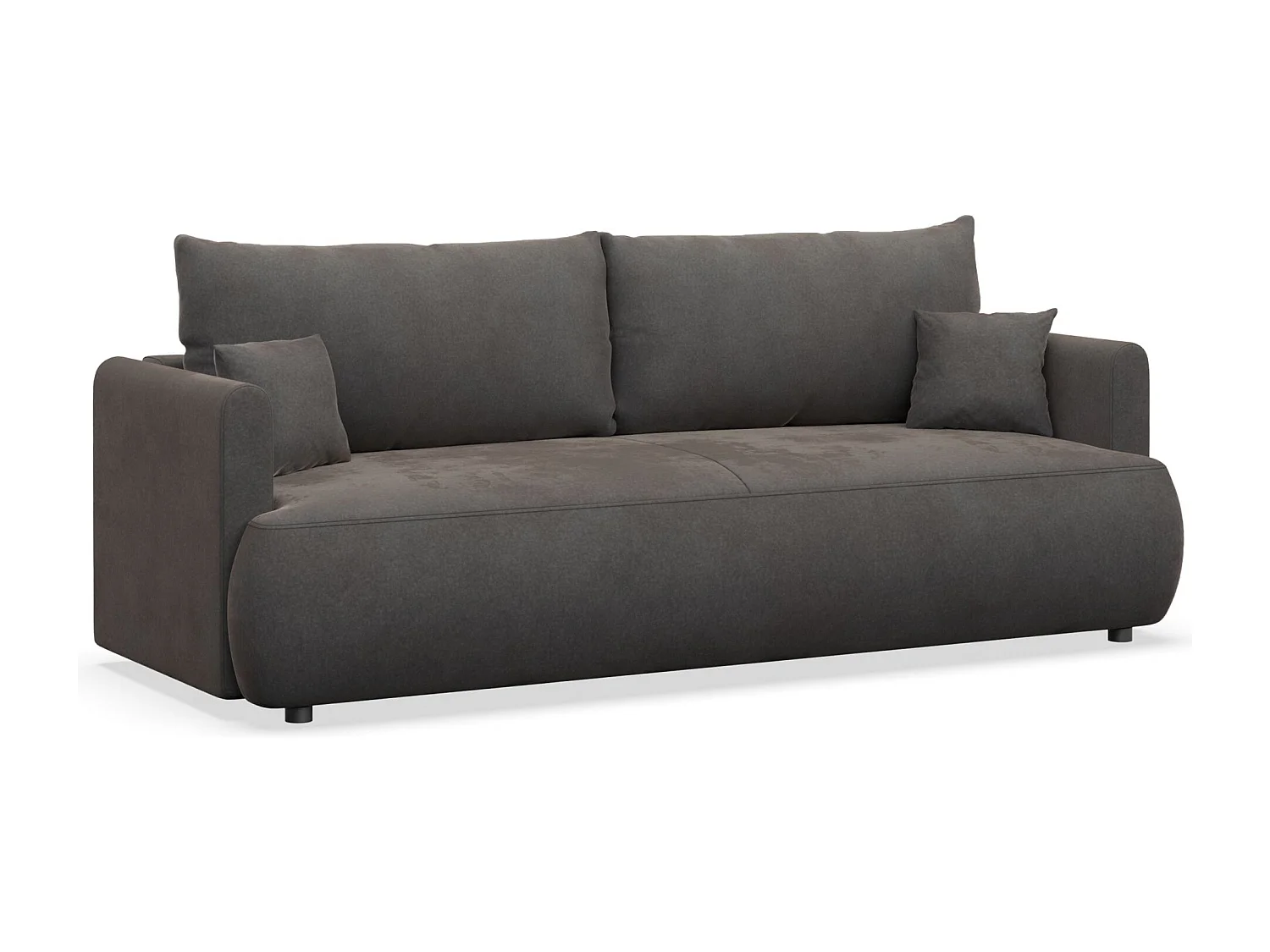 Canapé convertible 3 places – velours Easy-Clean – gris foncé – OVO MINI