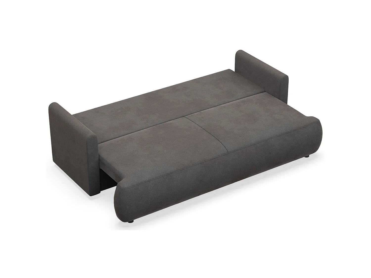 3-Sitzer Schlafsofa mit Bettkasten, Velours Easy-Clean, dunkelgrau - OVO MINI