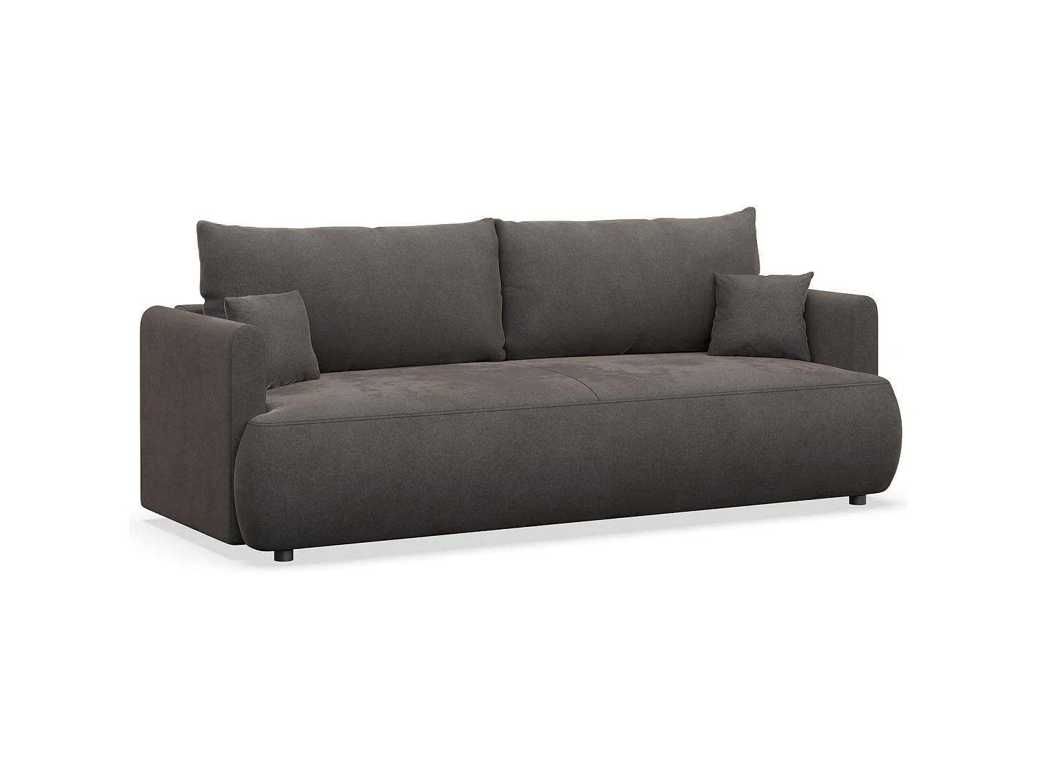 3-Sitzer Schlafsofa mit Bettkasten, Velours Easy-Clean, dunkelgrau - OVO MINI