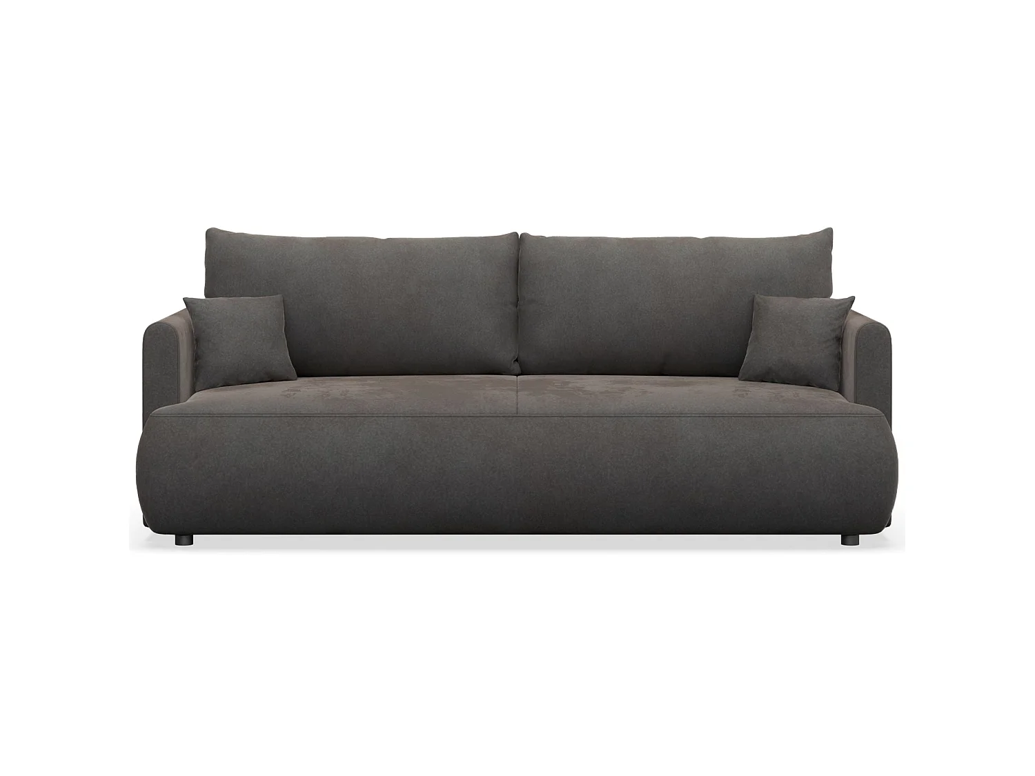 3-Sitzer Schlafsofa mit Bettkasten, Velours Easy-Clean, dunkelgrau - OVO MINI