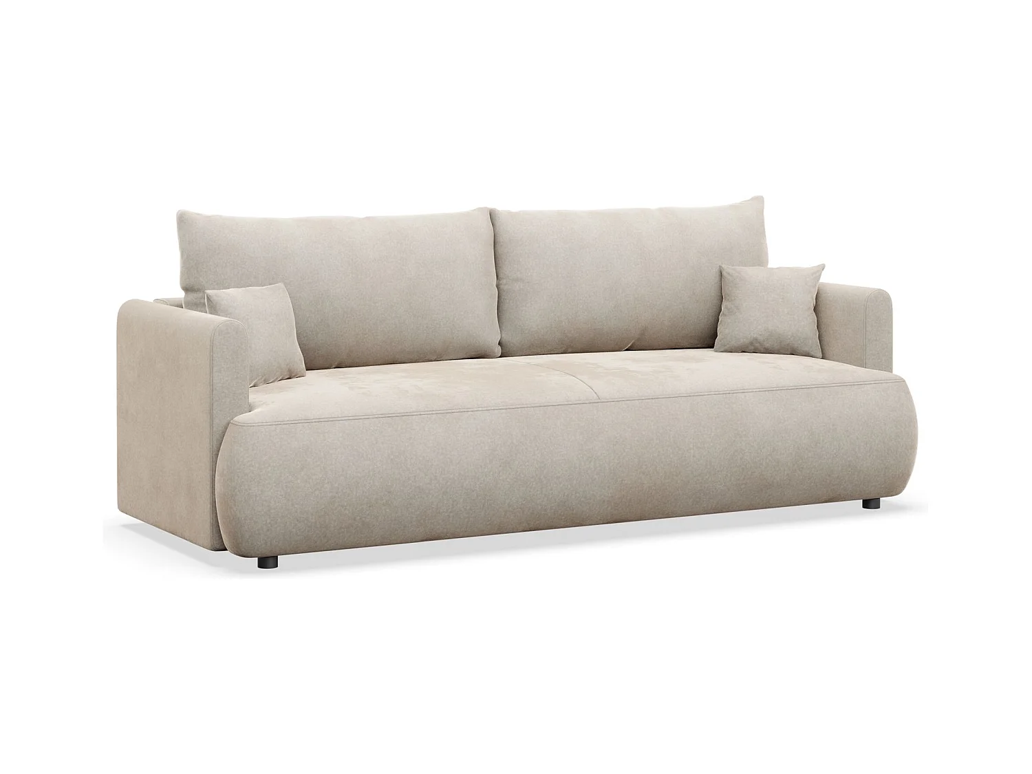 Canapé convertible 3 places – velours Easy-Clean – crème – OVO MINI