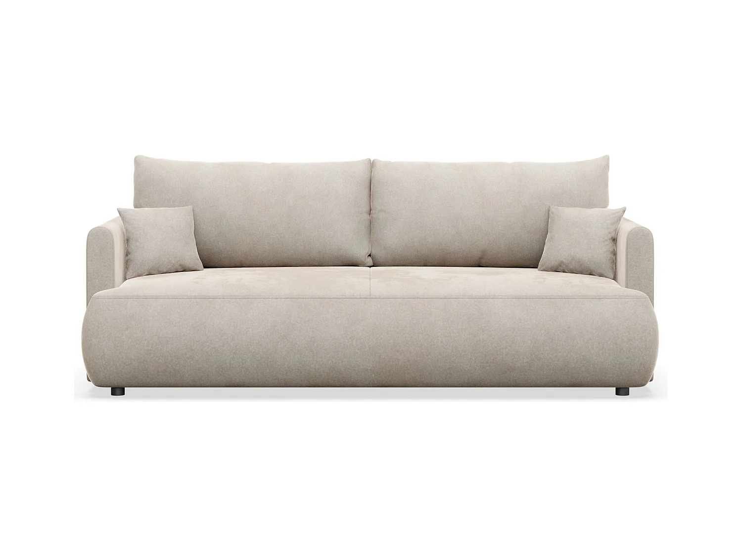 Canapé convertible 3 places – velours Easy-Clean – crème – OVO MINI