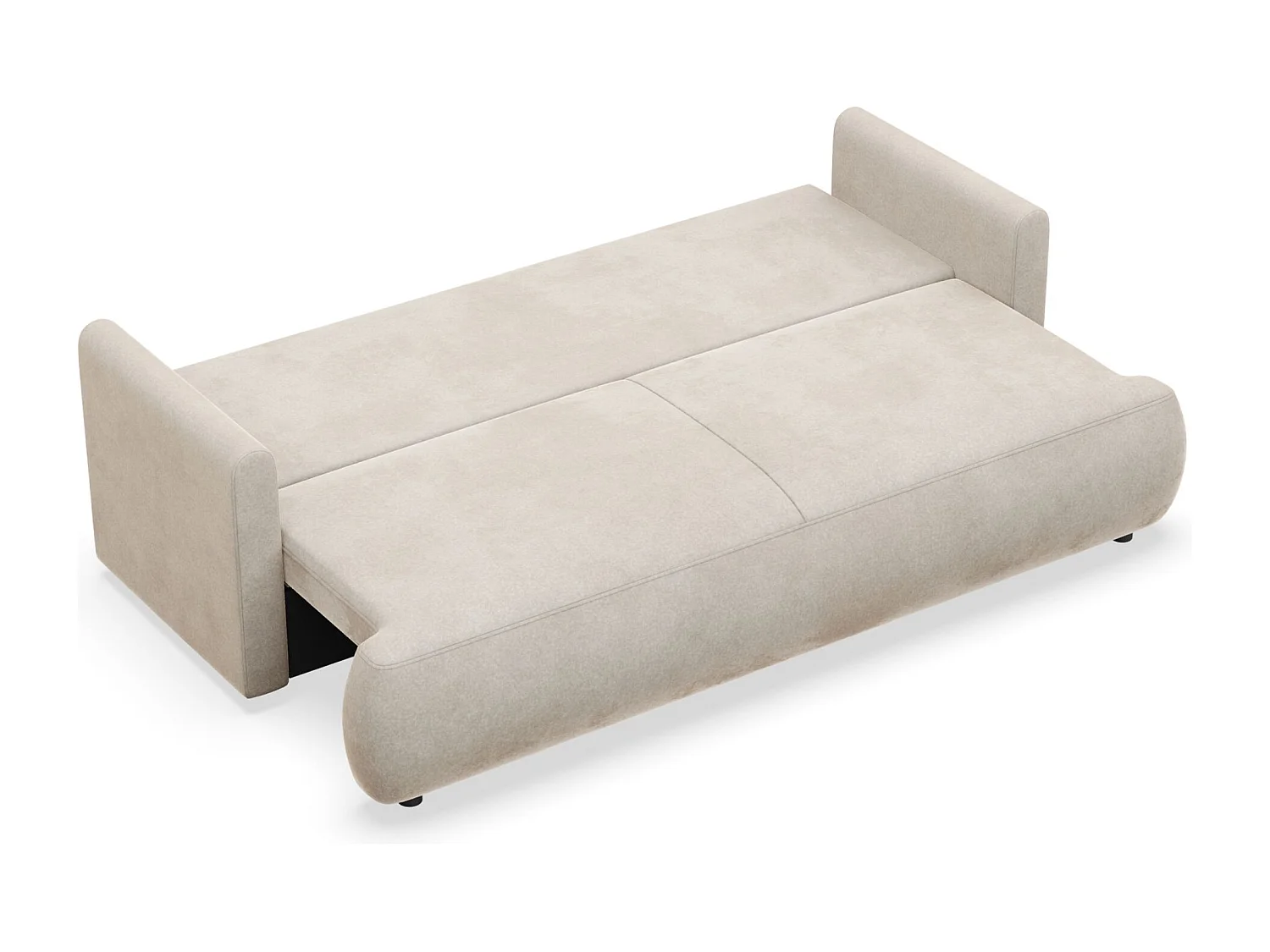 Canapé convertible 3 places – velours Easy-Clean – crème – OVO MINI