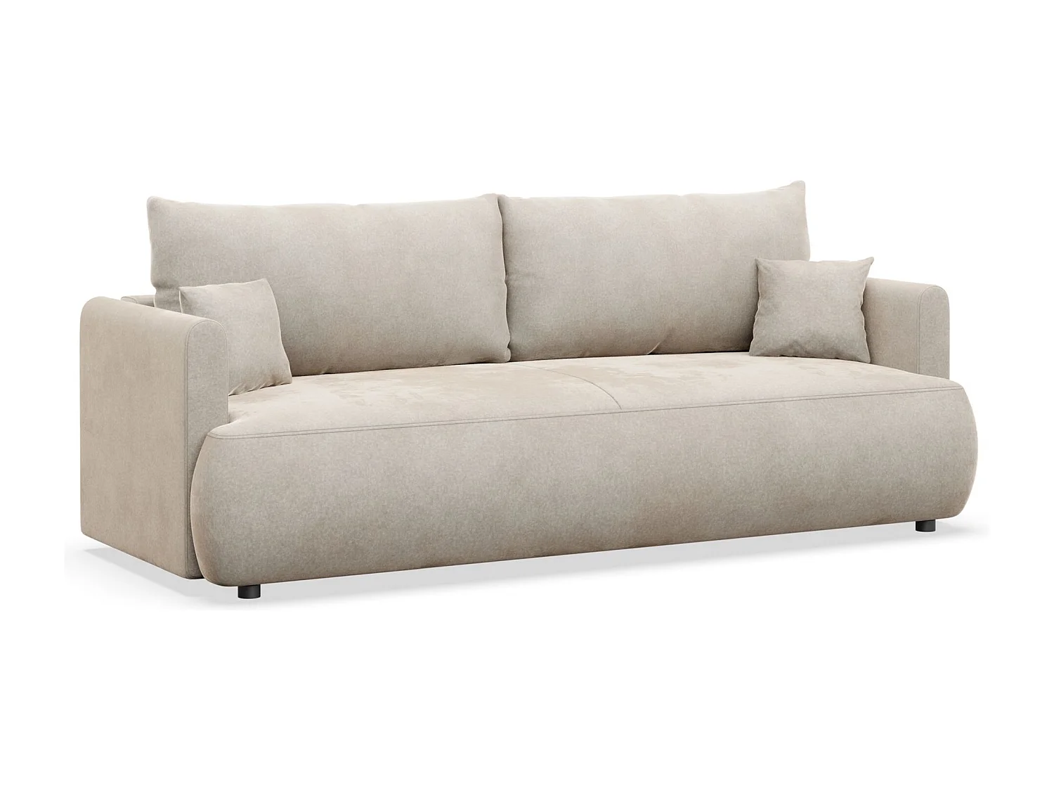 Canapé convertible 3 places – velours Easy-Clean – crème – OVO MINI