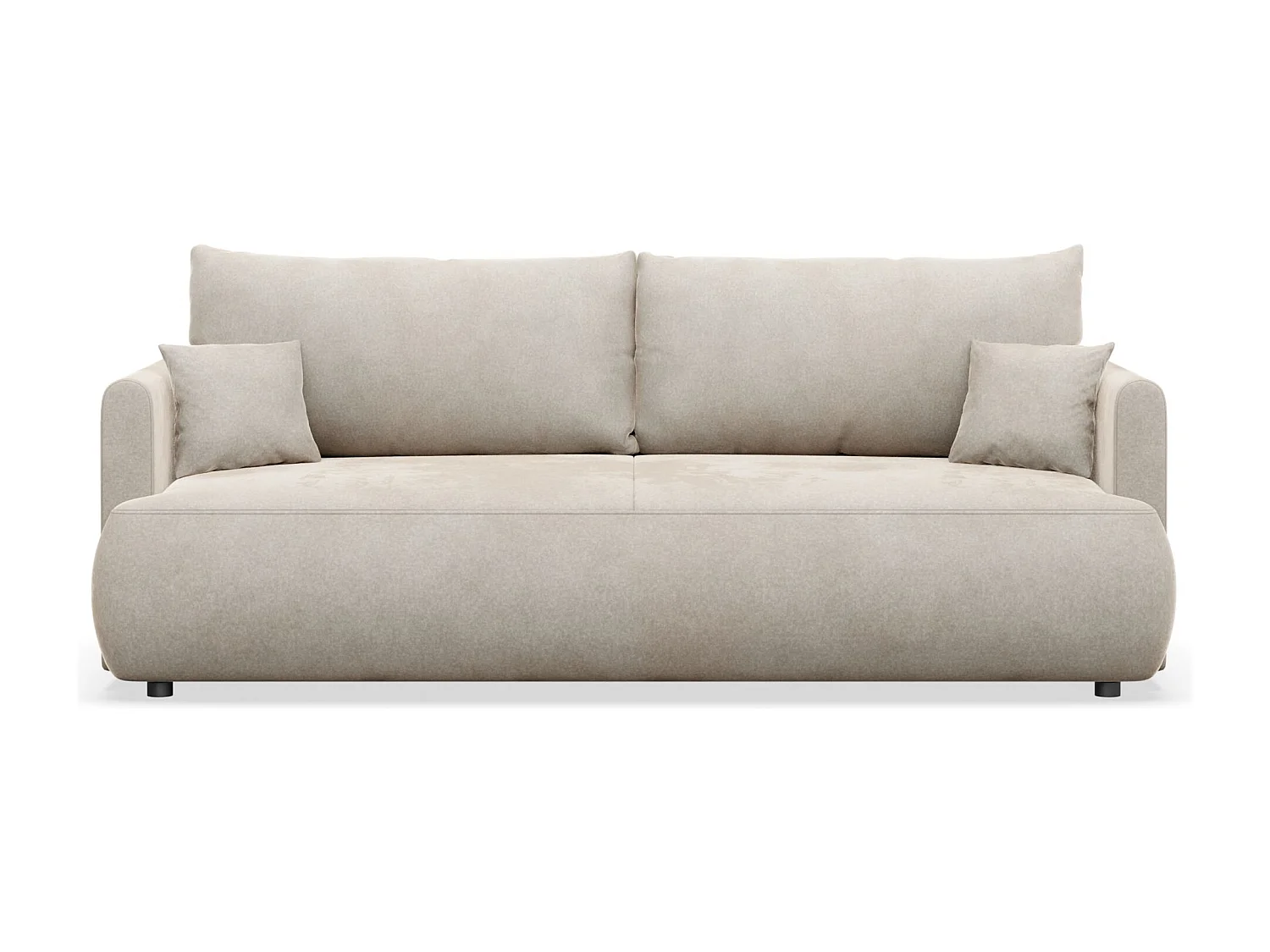 Canapé convertible 3 places – velours Easy-Clean – crème – OVO MINI