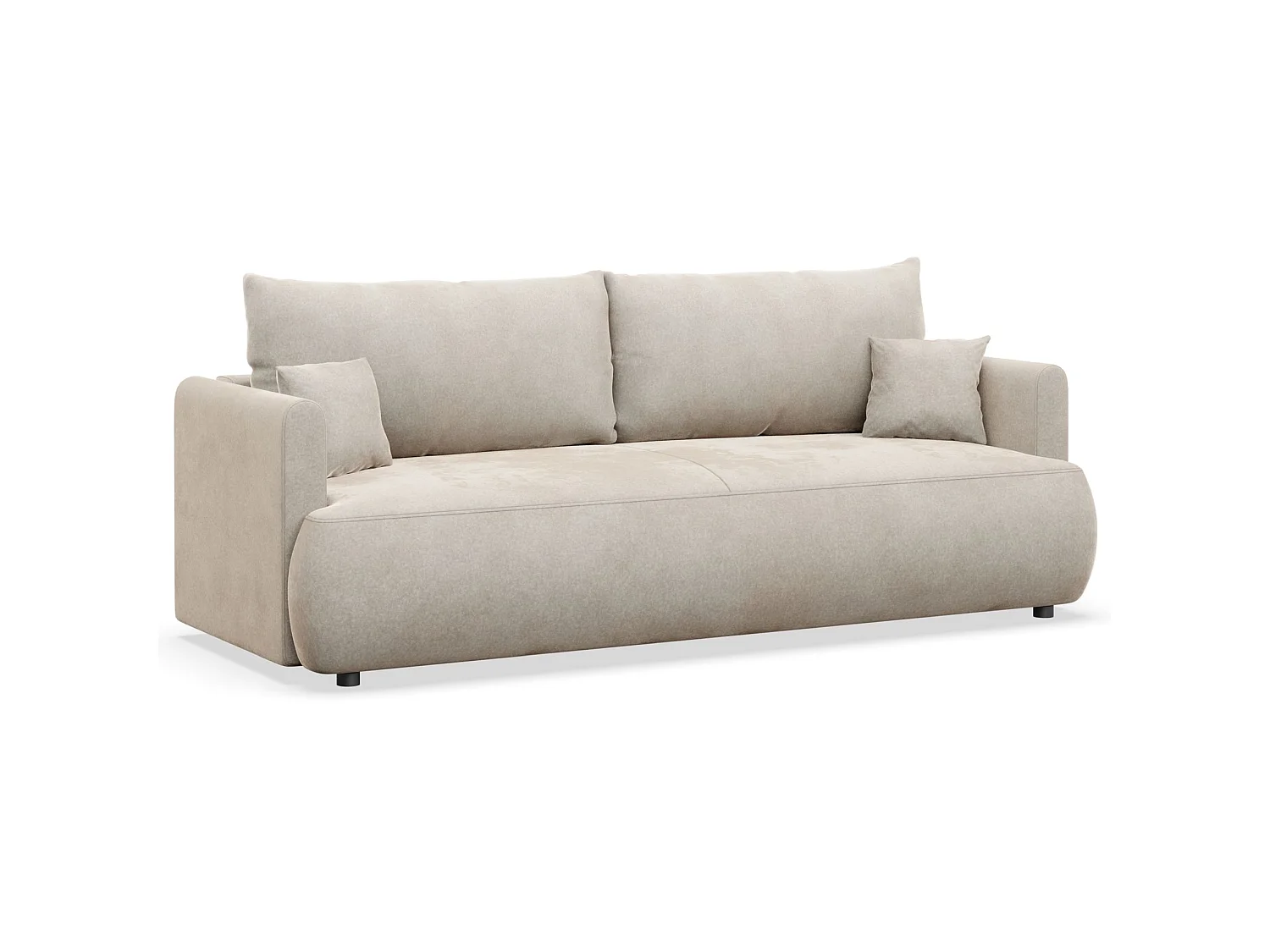 Canapé convertible 3 places – velours Easy-Clean – crème – OVO MINI