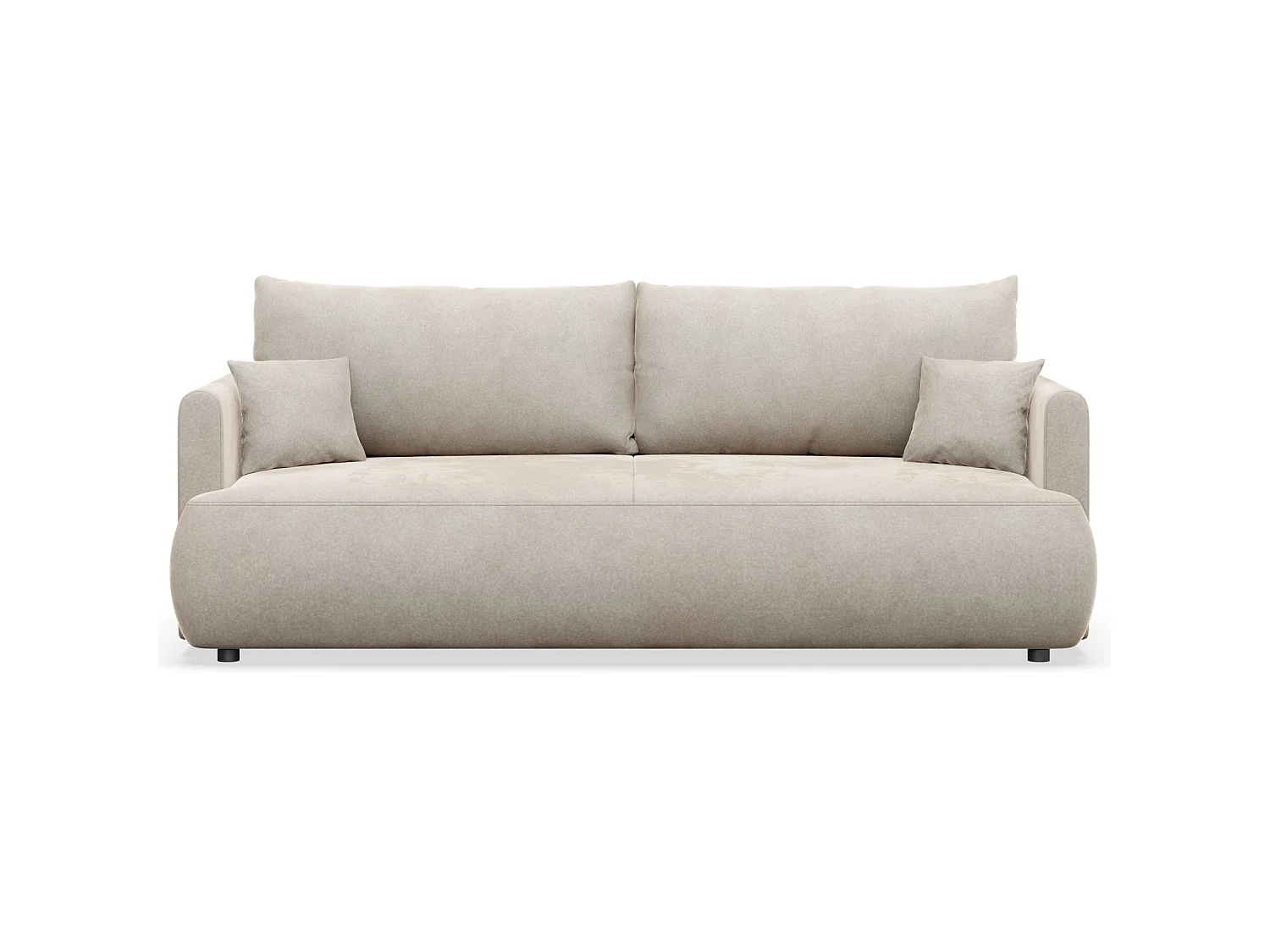 Canapé convertible 3 places – velours Easy-Clean – crème – OVO MINI