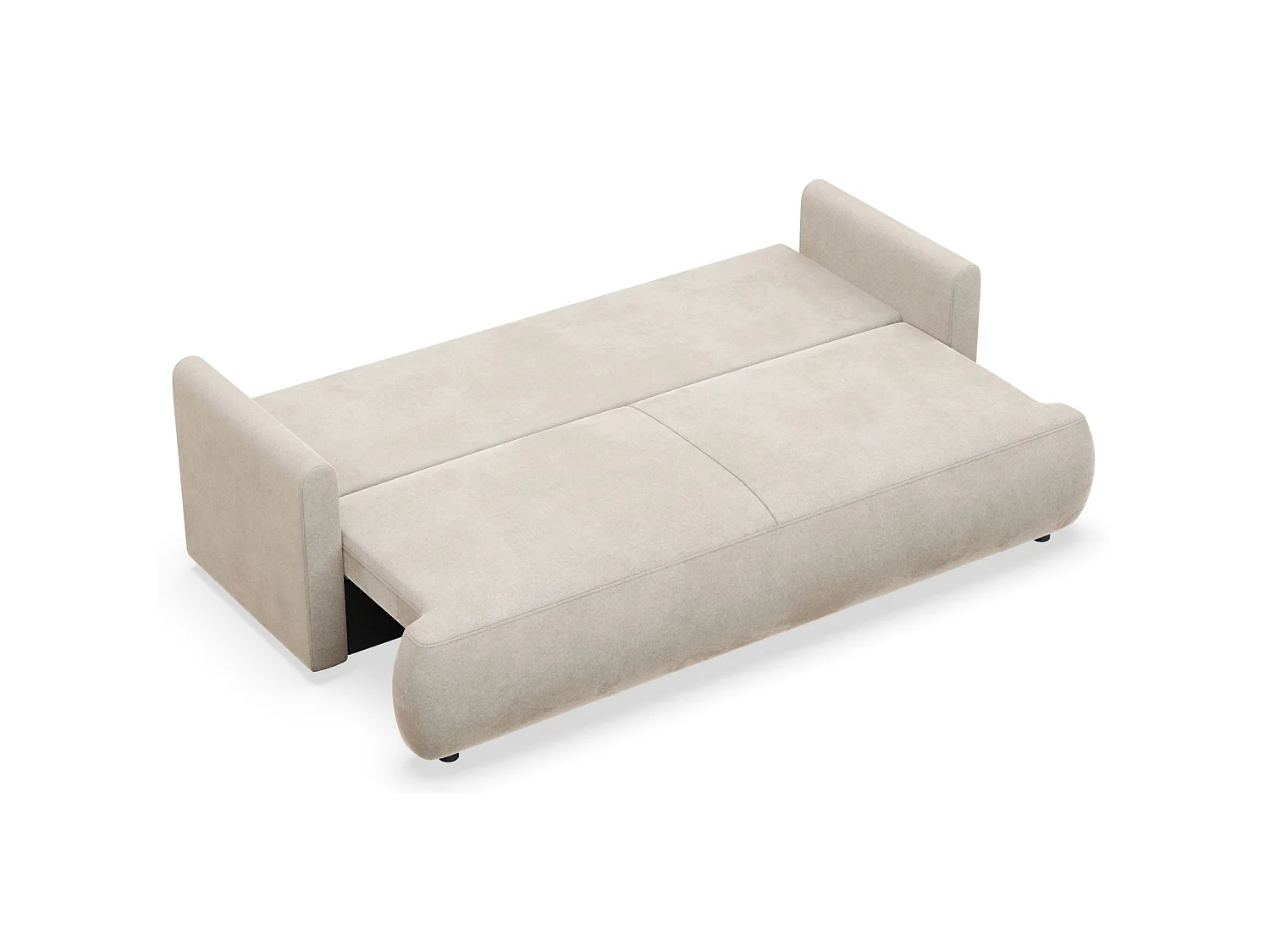 Canapé convertible 3 places – velours Easy-Clean – crème – OVO MINI