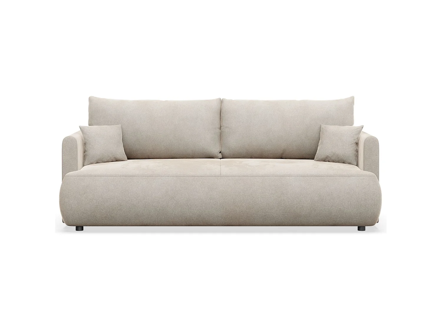 Canapé convertible 3 places – velours Easy-Clean – crème – OVO MINI