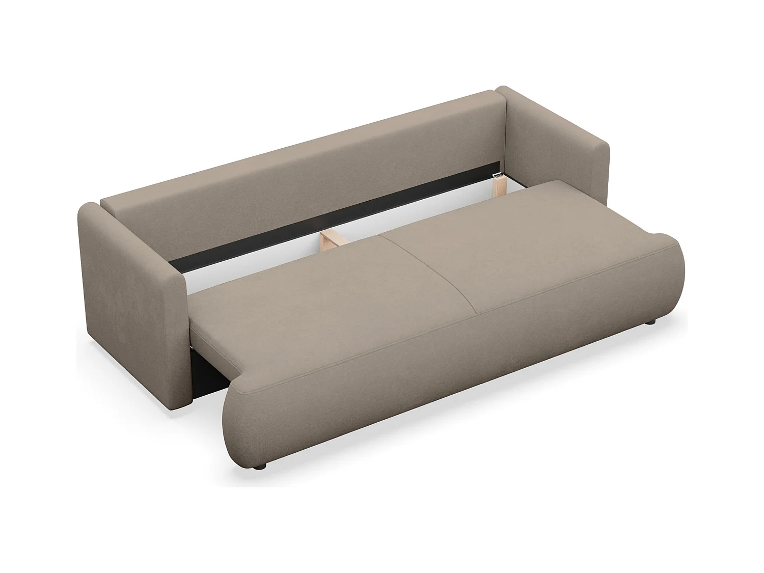 Canapé convertible 3 places – chenille Easy-Clean – gris-beige – OVO MINI