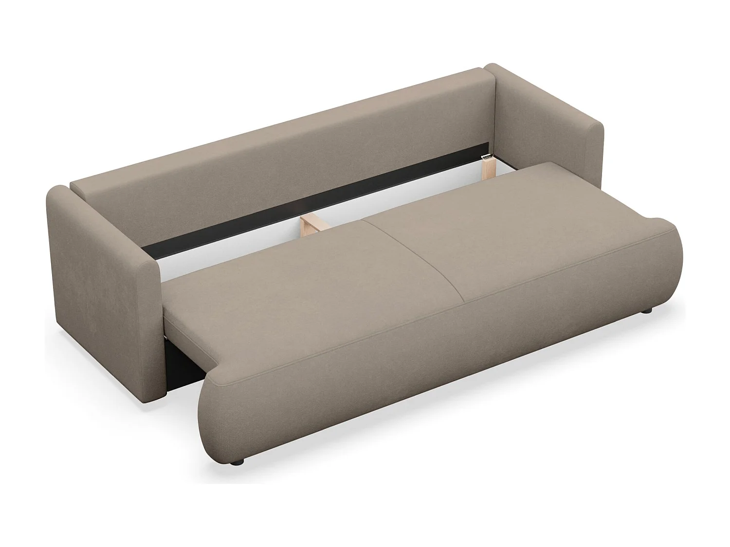 3-Sitzer Schlafsofa mit Bettkasten, Chenille Easy-Clean, graubeige - OVO MINI