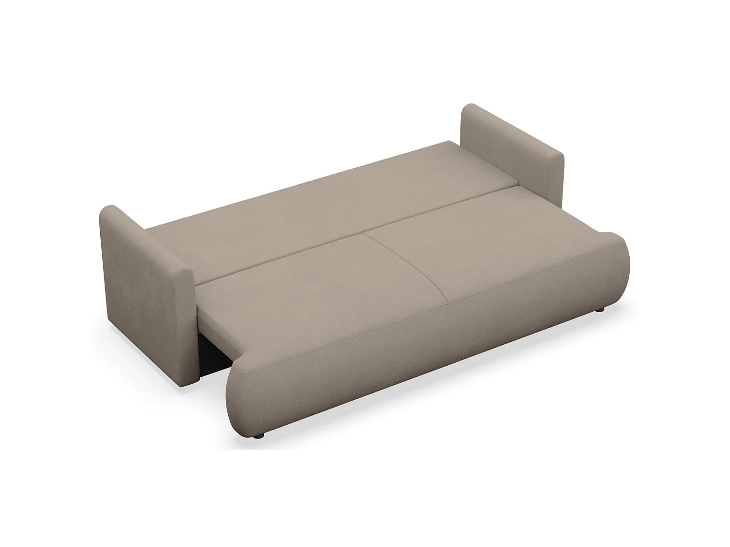 3-Sitzer Schlafsofa mit Bettkasten, Chenille Easy-Clean, graubeige - OVO MINI