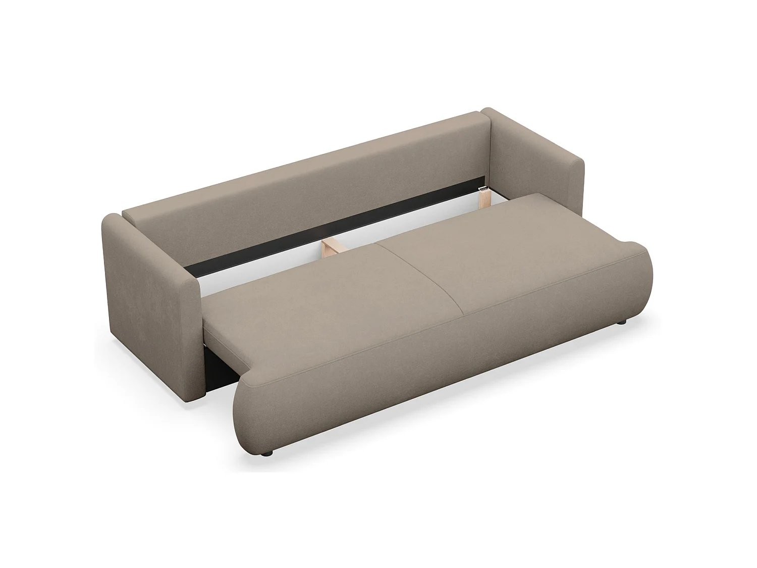 3-Sitzer Schlafsofa mit Bettkasten, Chenille Easy-Clean, graubeige - OVO MINI