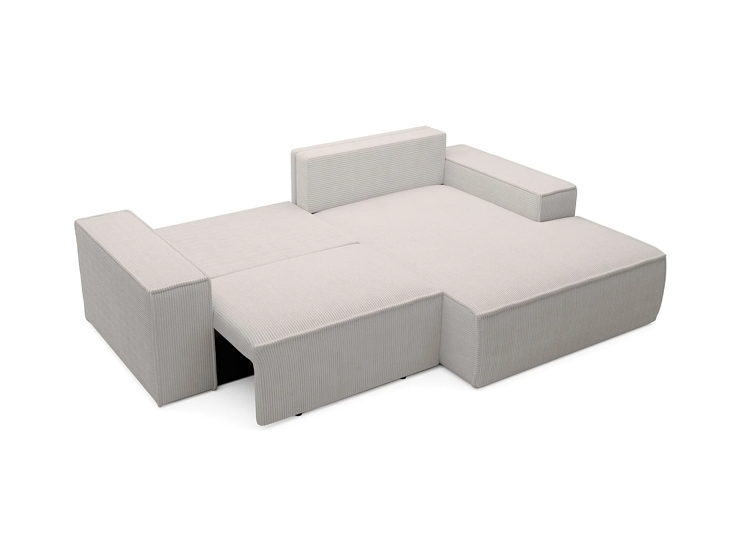 Ecksofa mit Cordbezug – Schlaffunktion und Stauraum – Greige – rechts – FARESE MINI
