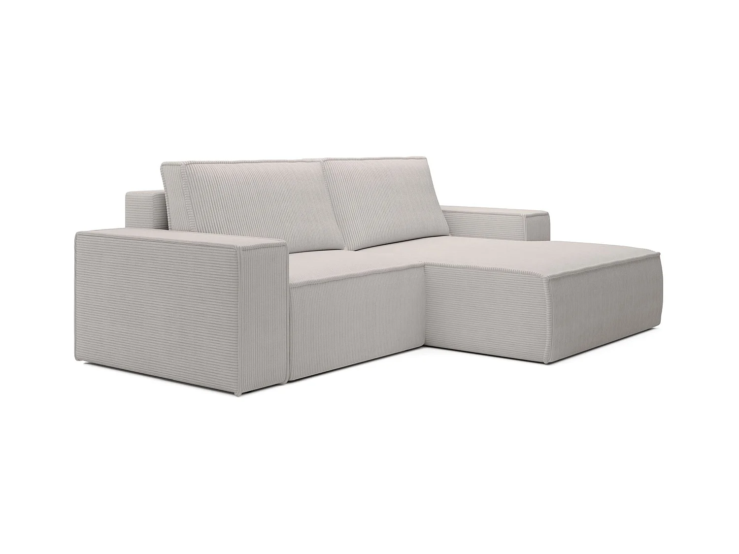 Ecksofa mit Cordbezug – Schlaffunktion und Stauraum – Greige – rechts – FARESE MINI