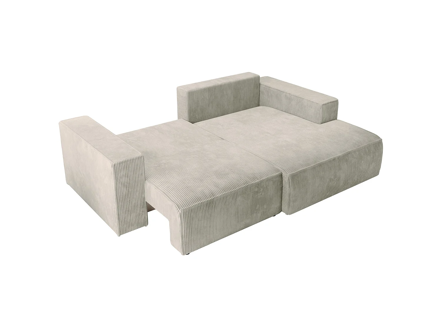 Ecksofa mit Cordbezug – Schlaffunktion und Stauraum – Greige – rechts – FARESE MINI