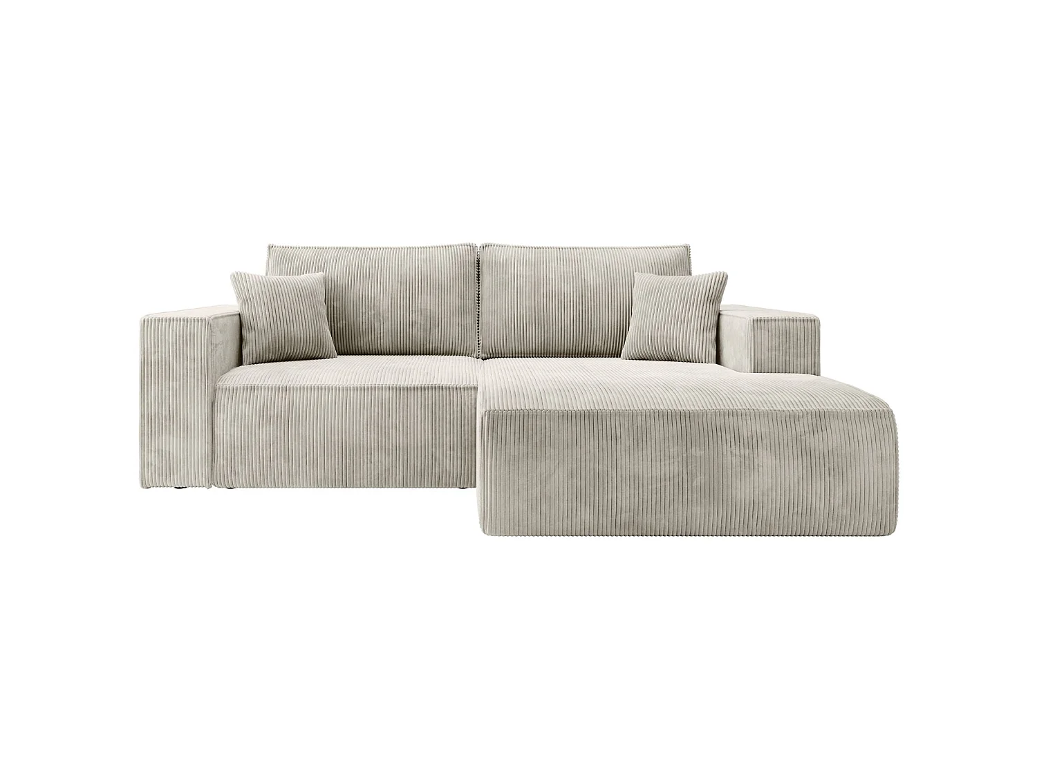 Ecksofa mit Cordbezug – Schlaffunktion und Stauraum – Greige – rechts – FARESE MINI
