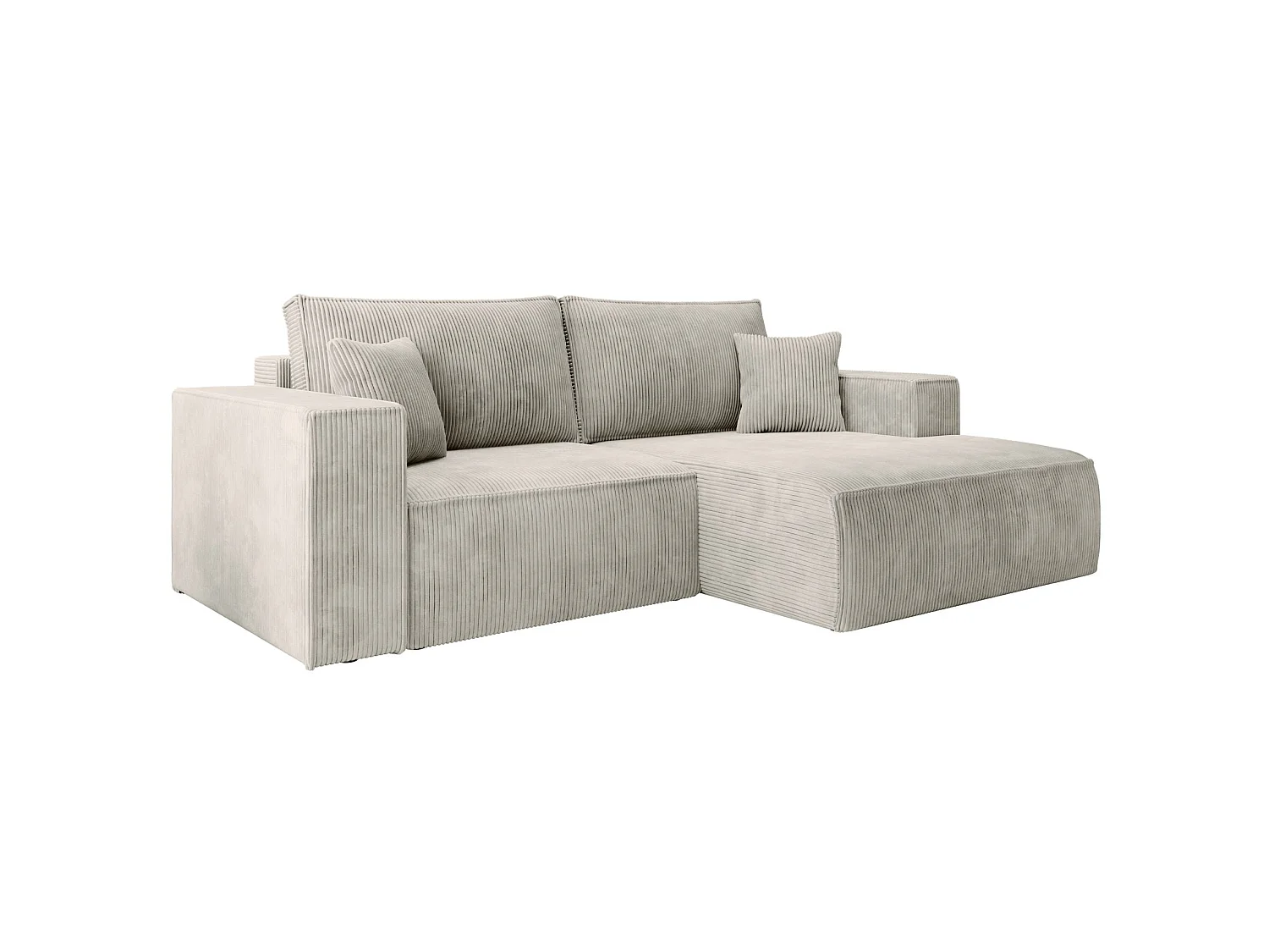 Ecksofa mit Cordbezug – Schlaffunktion und Stauraum – Greige – rechts – FARESE MINI