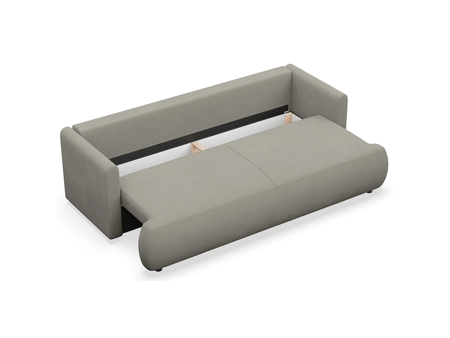 Canapé convertible 3 places – chenille Easy-Clean – gris clair – OVO MINI