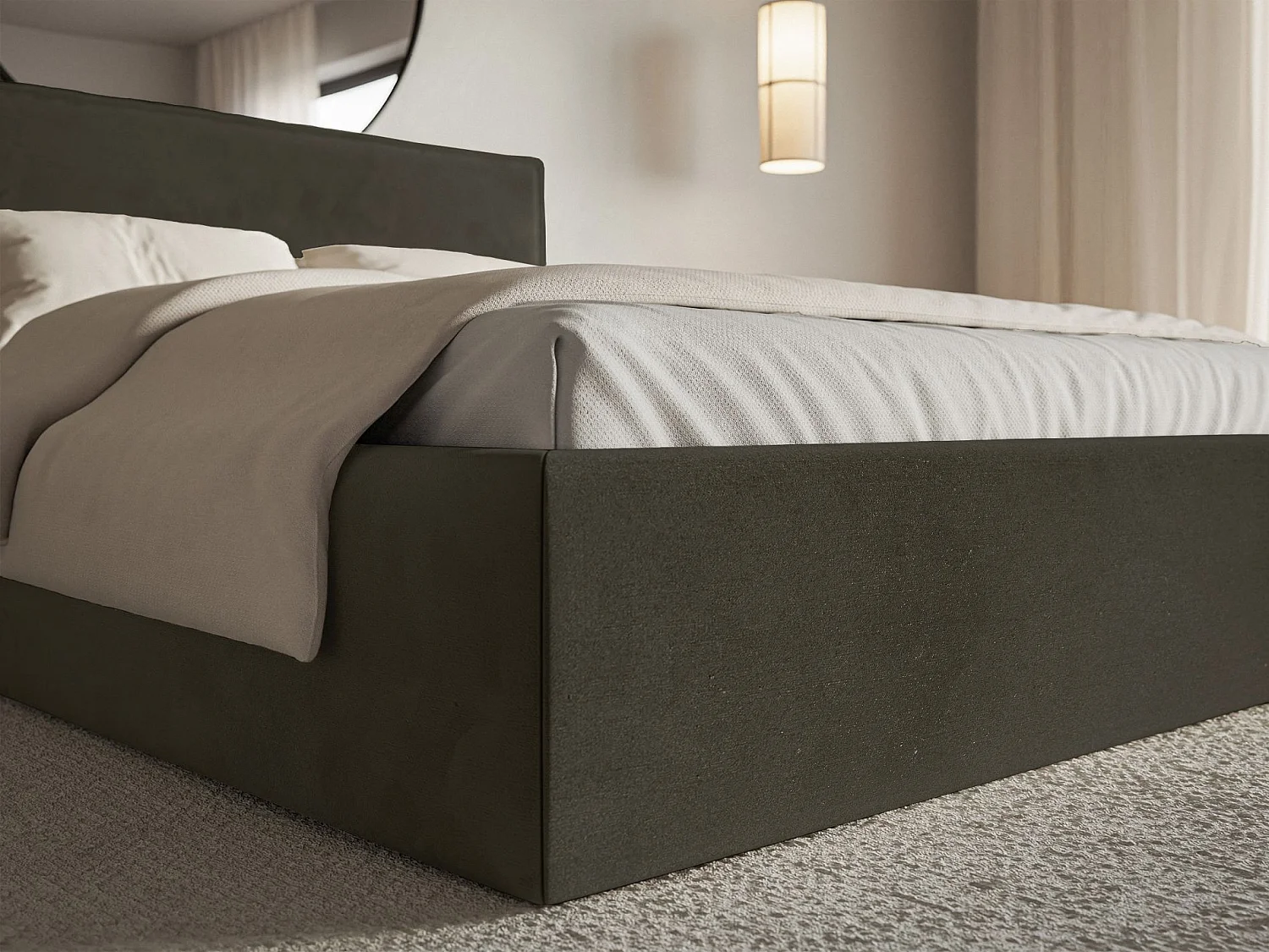 Lit tapissé 200×200- velours - vert foncé - SOFTIE SLIM