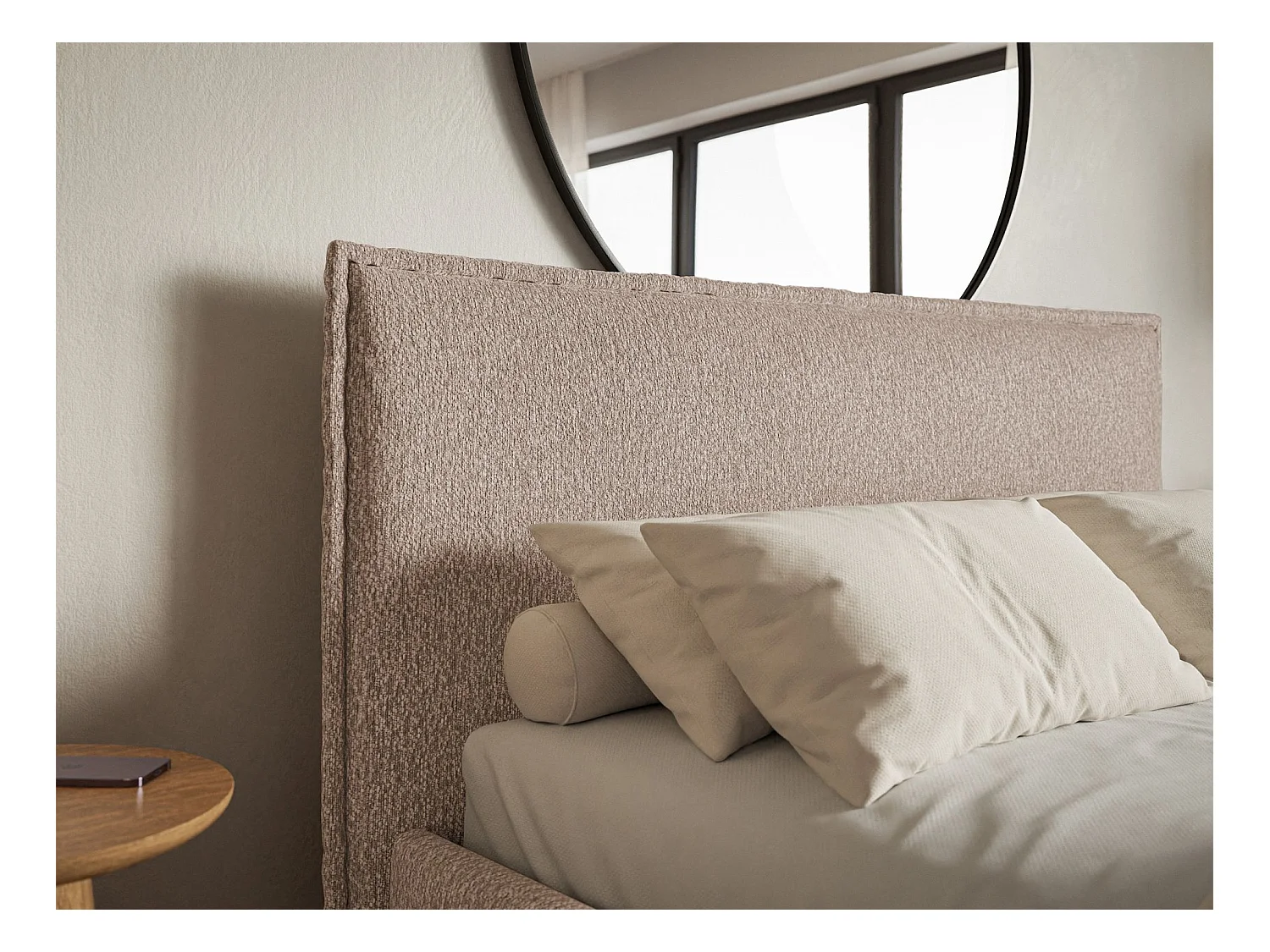 Polsterbett 160×200 mit Bettkasten - Lattenrost - Chenille dunkelbeige - SOFTIE SLIM