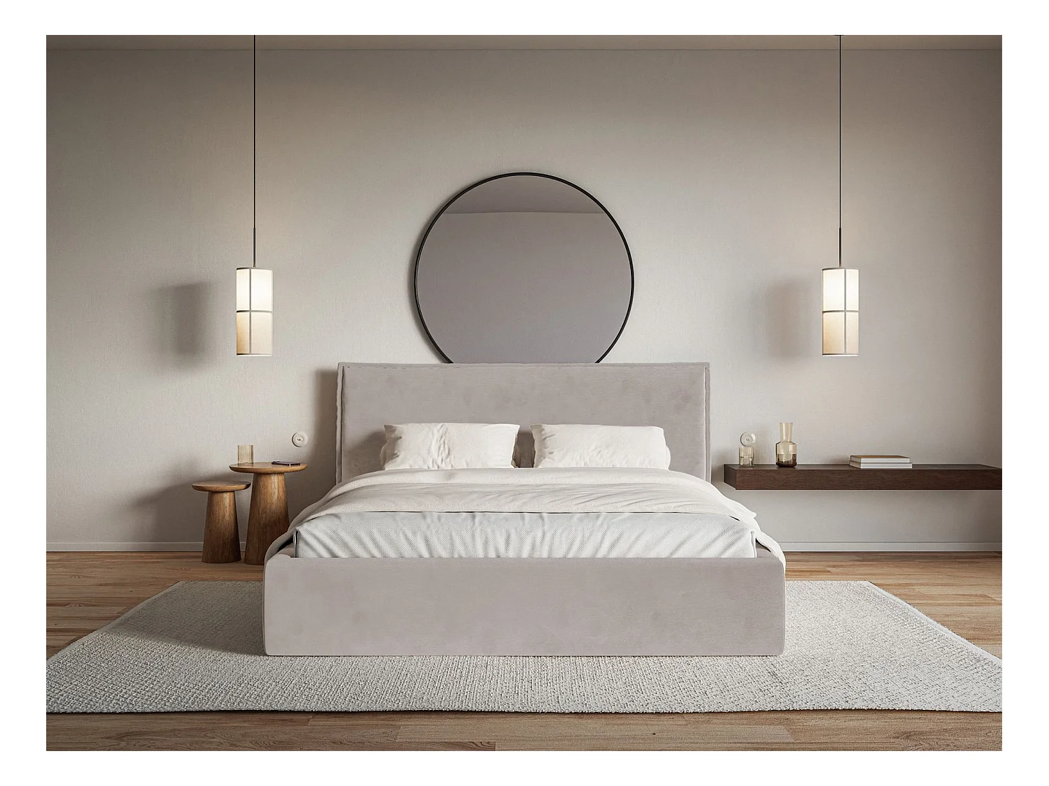 Polsterbett 140×200 mit Bettkasten - Lattenrost - Velours graubraun - SOFTIE