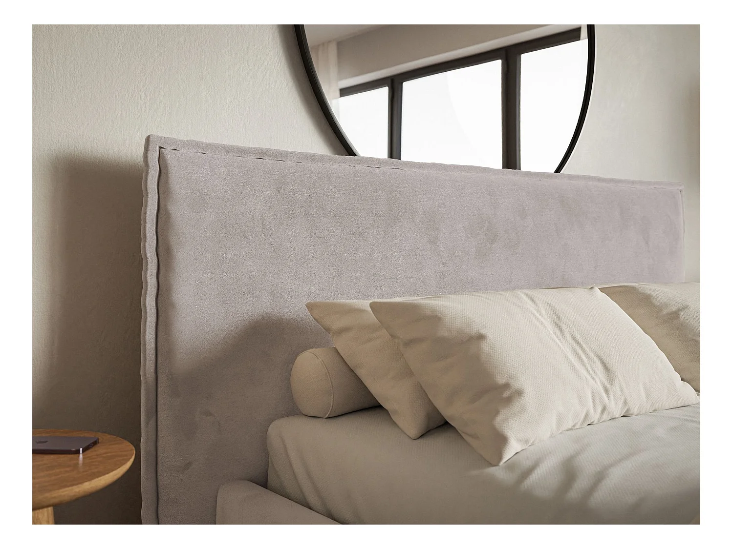 Polsterbett 140×200 mit Bettkasten - Lattenrost - Velours graubraun - SOFTIE