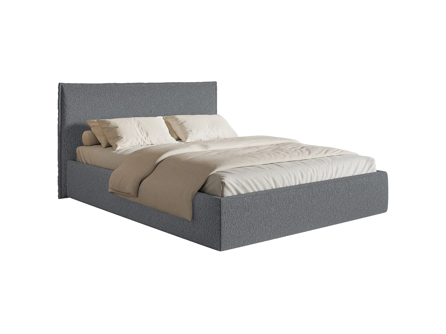 Lit tapissé 200×200- chenille - graphite - SOFTIE SLIM