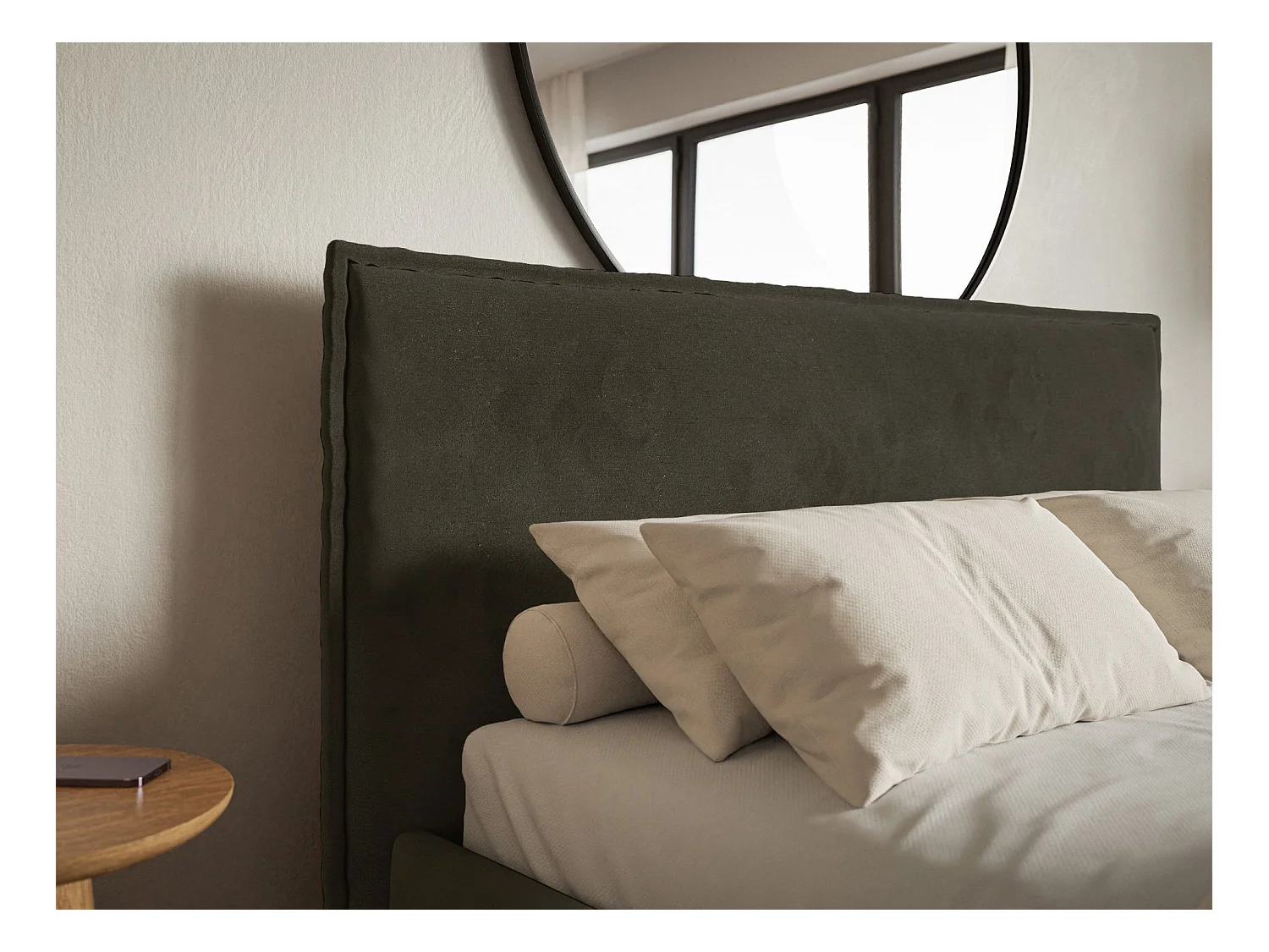 Lit tapissé 160×200- velours - vert foncé - SOFTIE SLIM