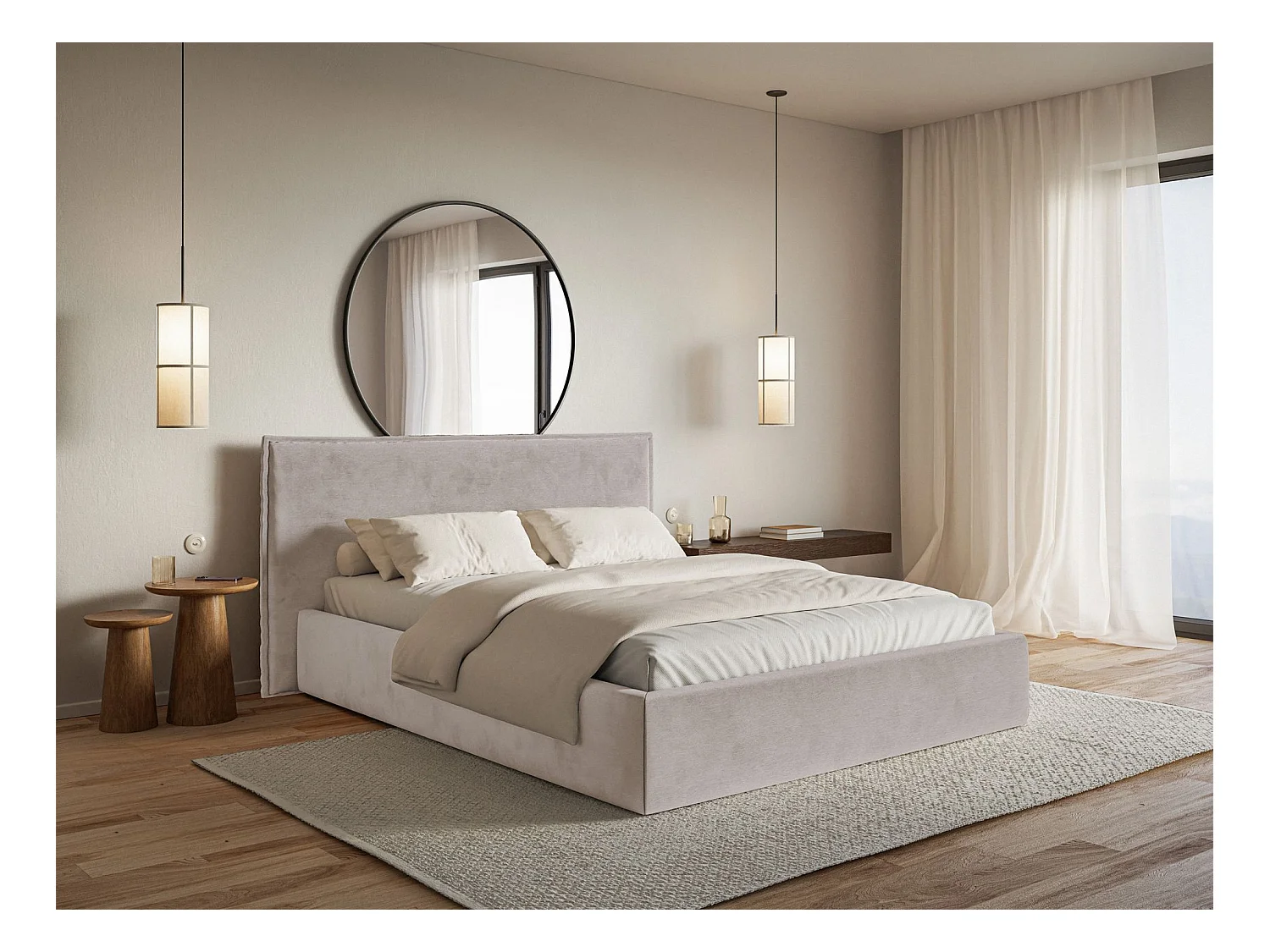 Polsterbett 140×200 mit Bettkasten - Lattenrost - Velours graubraun - SOFTIE