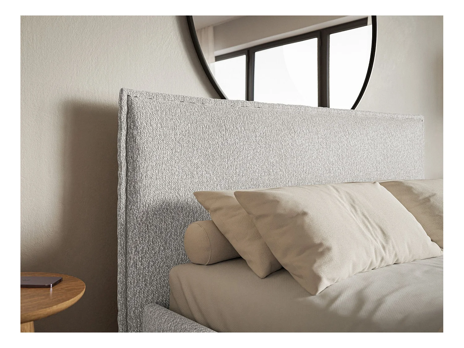 Polsterbett 200×200 mit Bettkasten - Lattenrost - Chenille hellgrau - SOFTIE SLIM