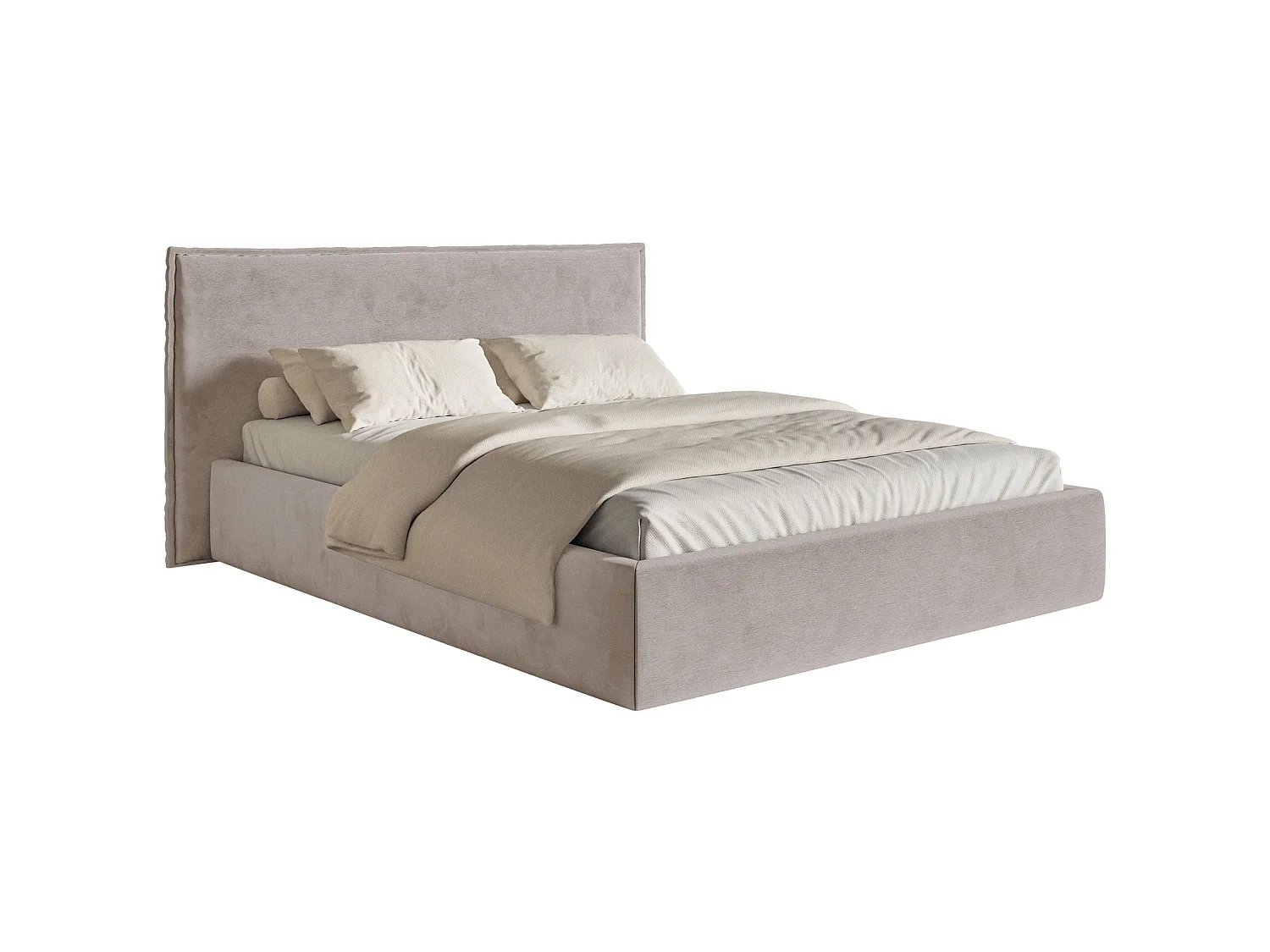Lit tapissé 180×200- velours - brun-gris - SOFTIE