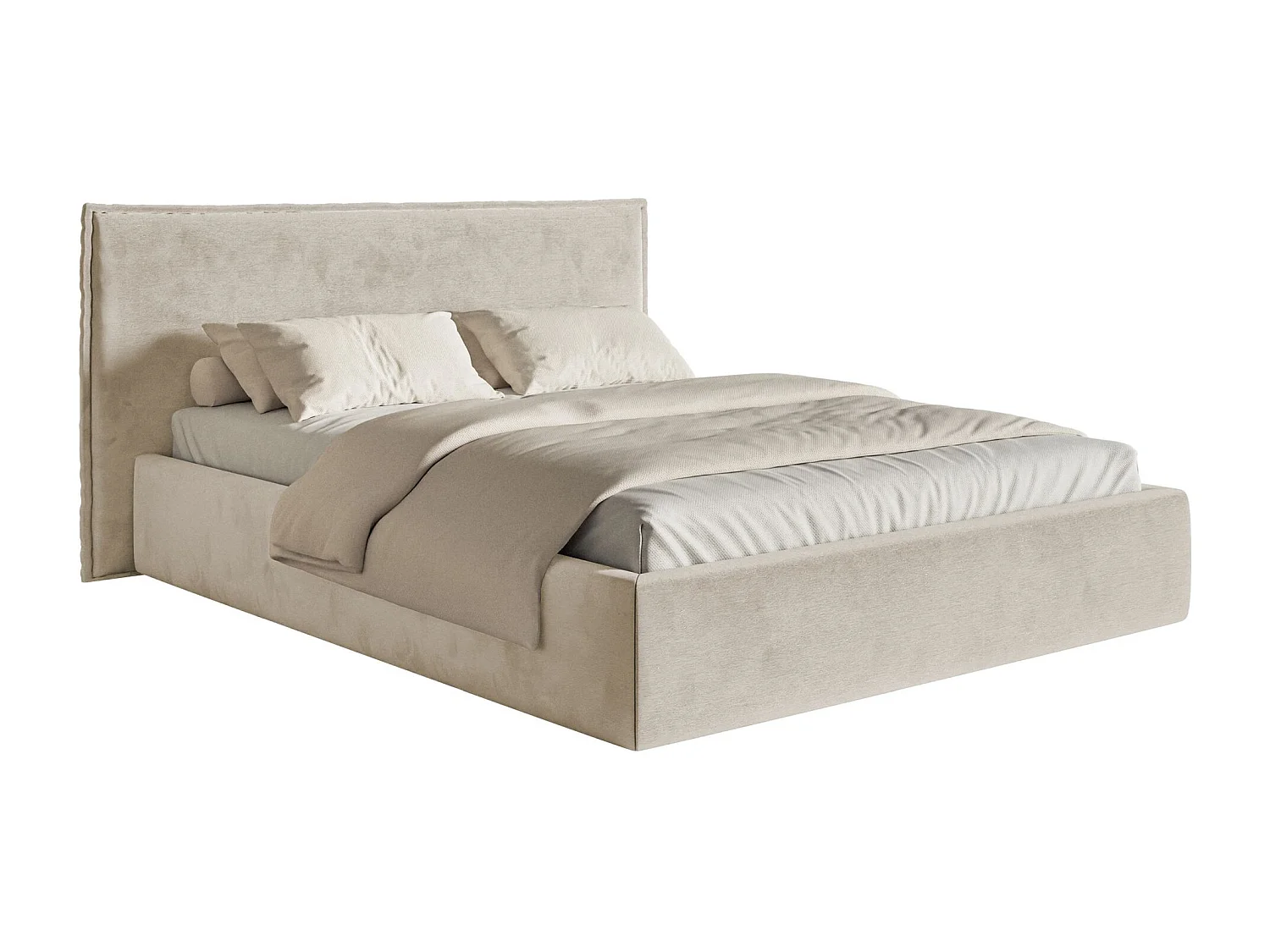 Gestoffeerd bed – 180x200 cm – beige – waterafstotende velours – SOFTIE