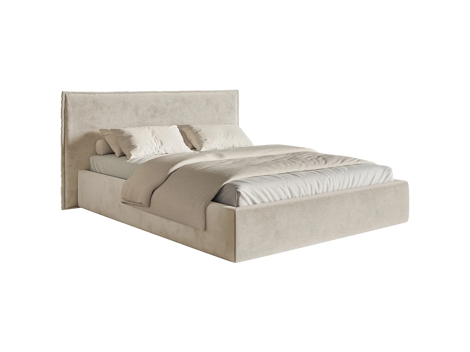 Gestoffeerd bed – 180x200 cm – beige – waterafstotende velours – SOFTIE