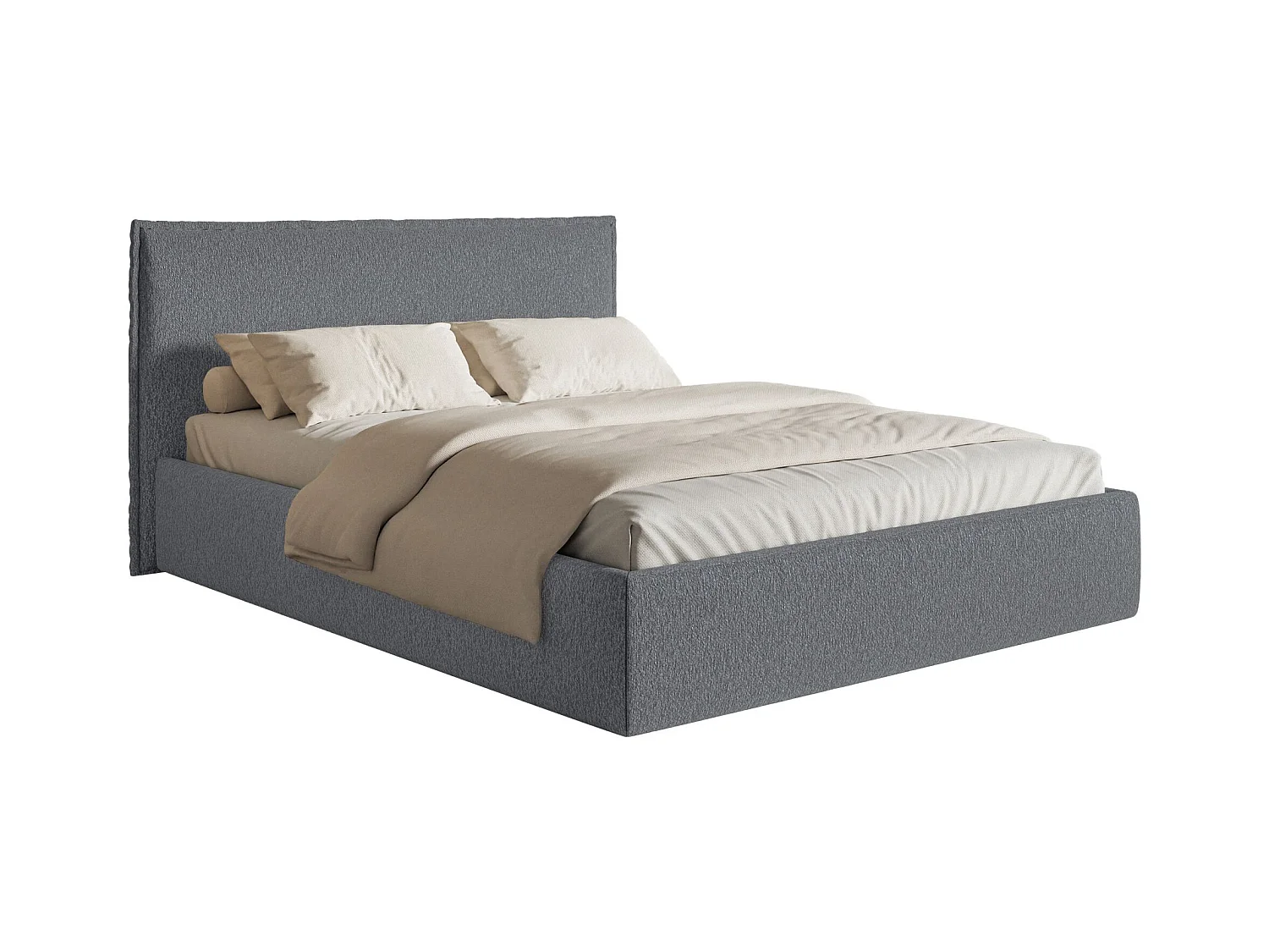 Lit tapissé 160×200- chenille - graphite - SOFTIE SLIM