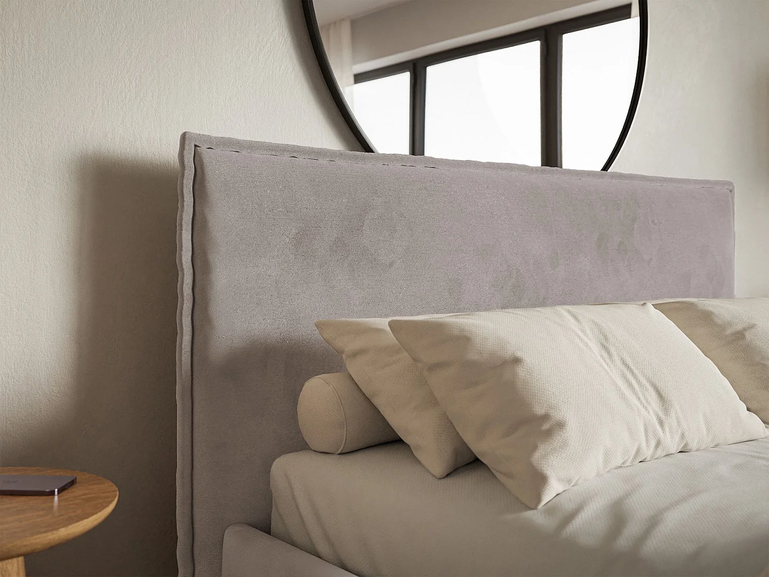 Lit tapissé 180×200- velours - brun-gris - SOFTIE SLIM