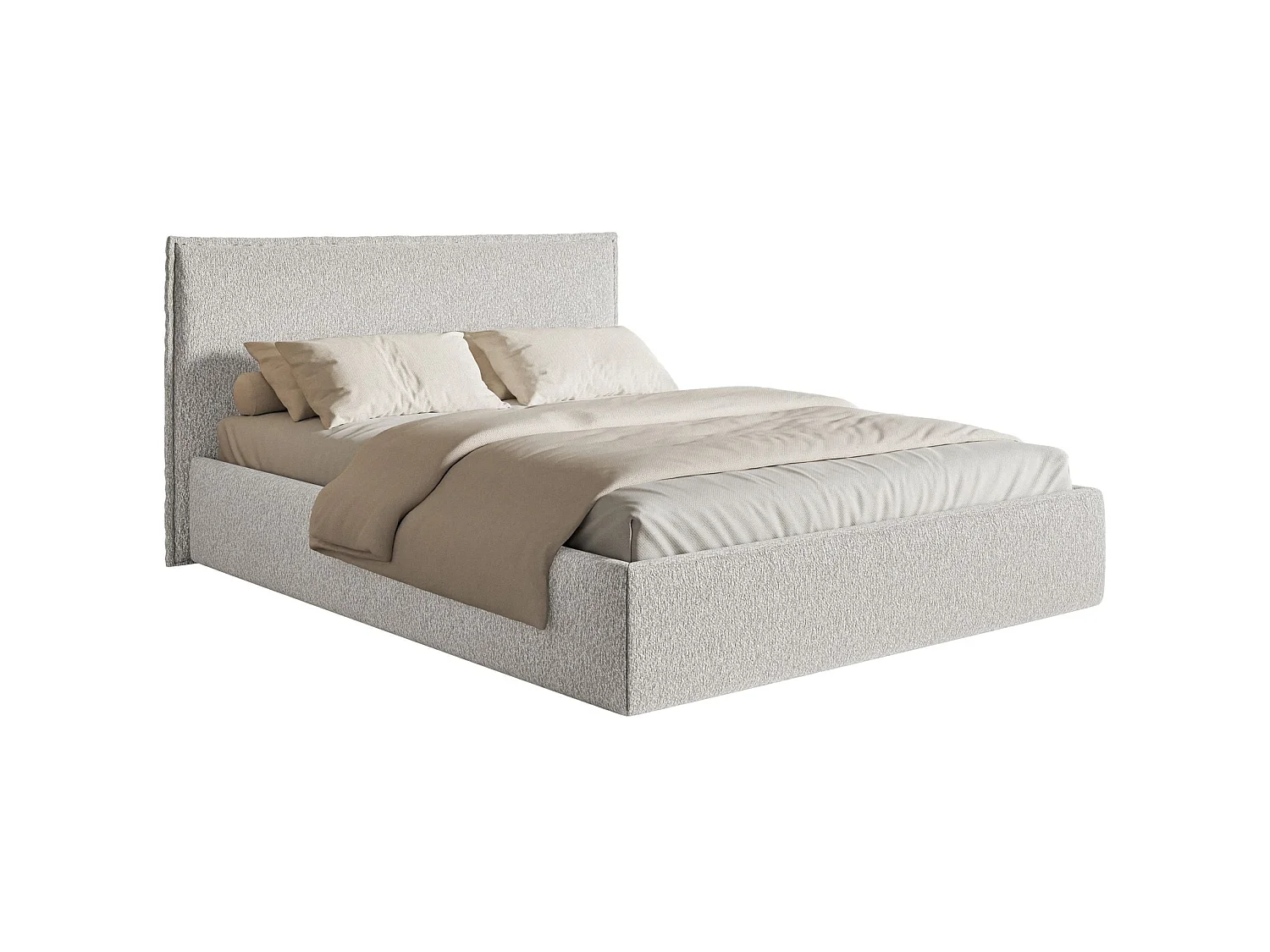 Lit tapissé 180×200- chenille - gris clair - SOFTIE SLIM