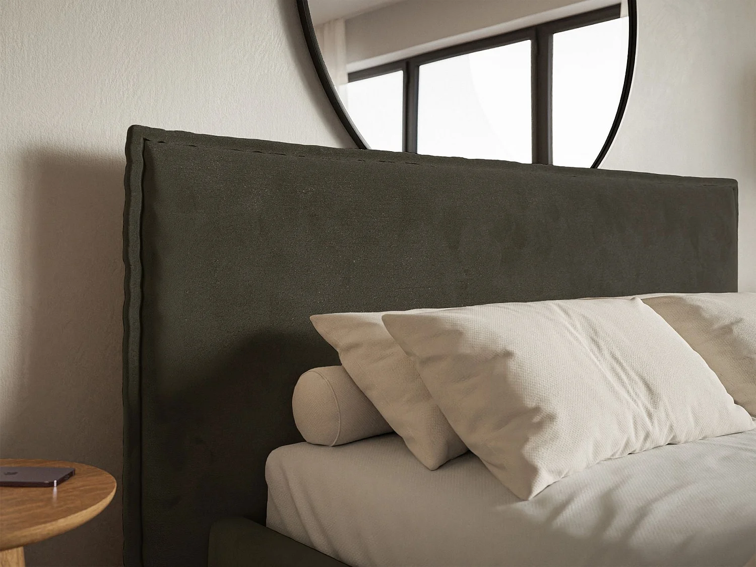 Lit tapissé 140×200- velours - vert foncé - SOFTIE