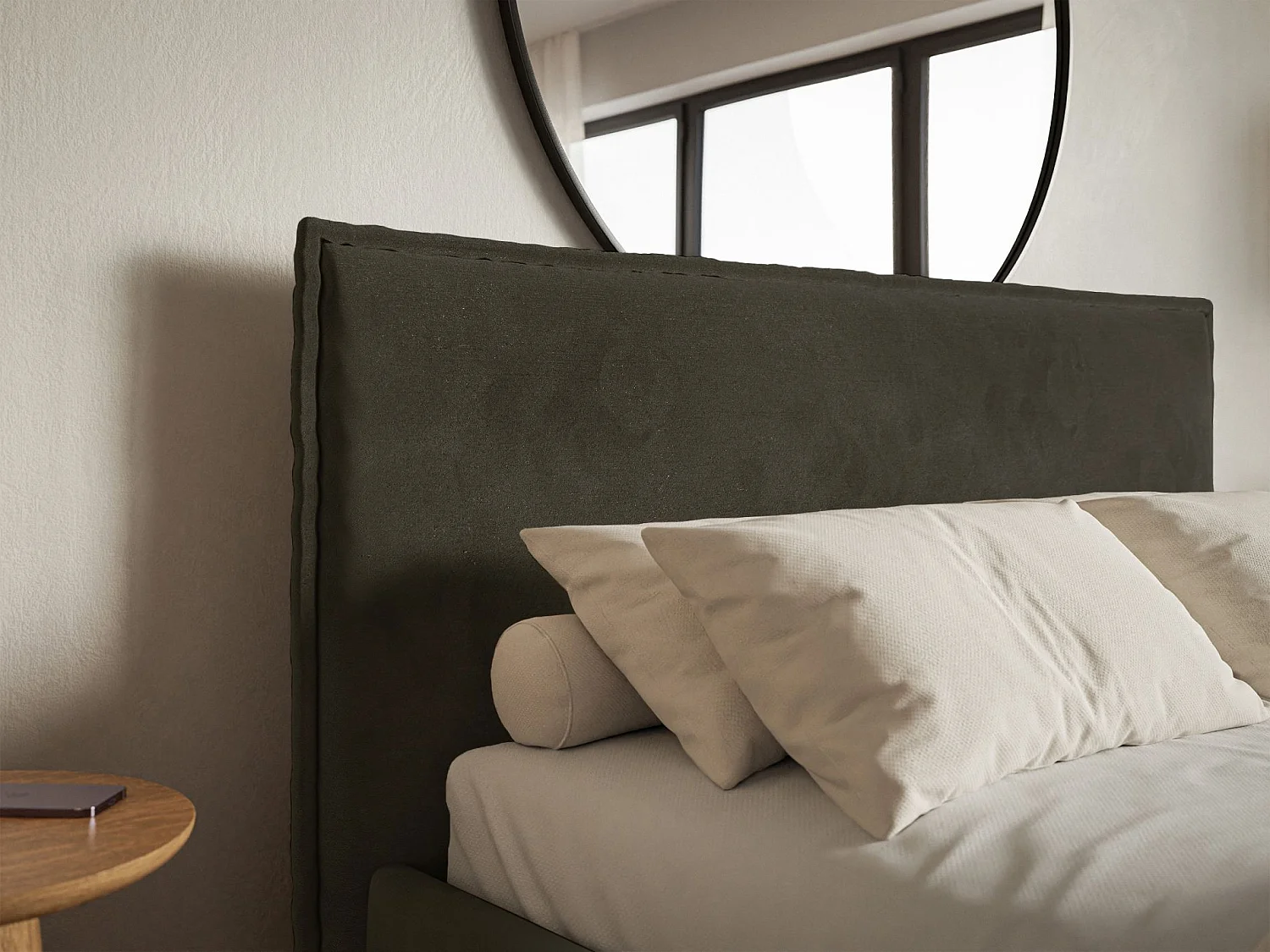 Lit tapissé 140×200- velours - vert foncé - SOFTIE SLIM