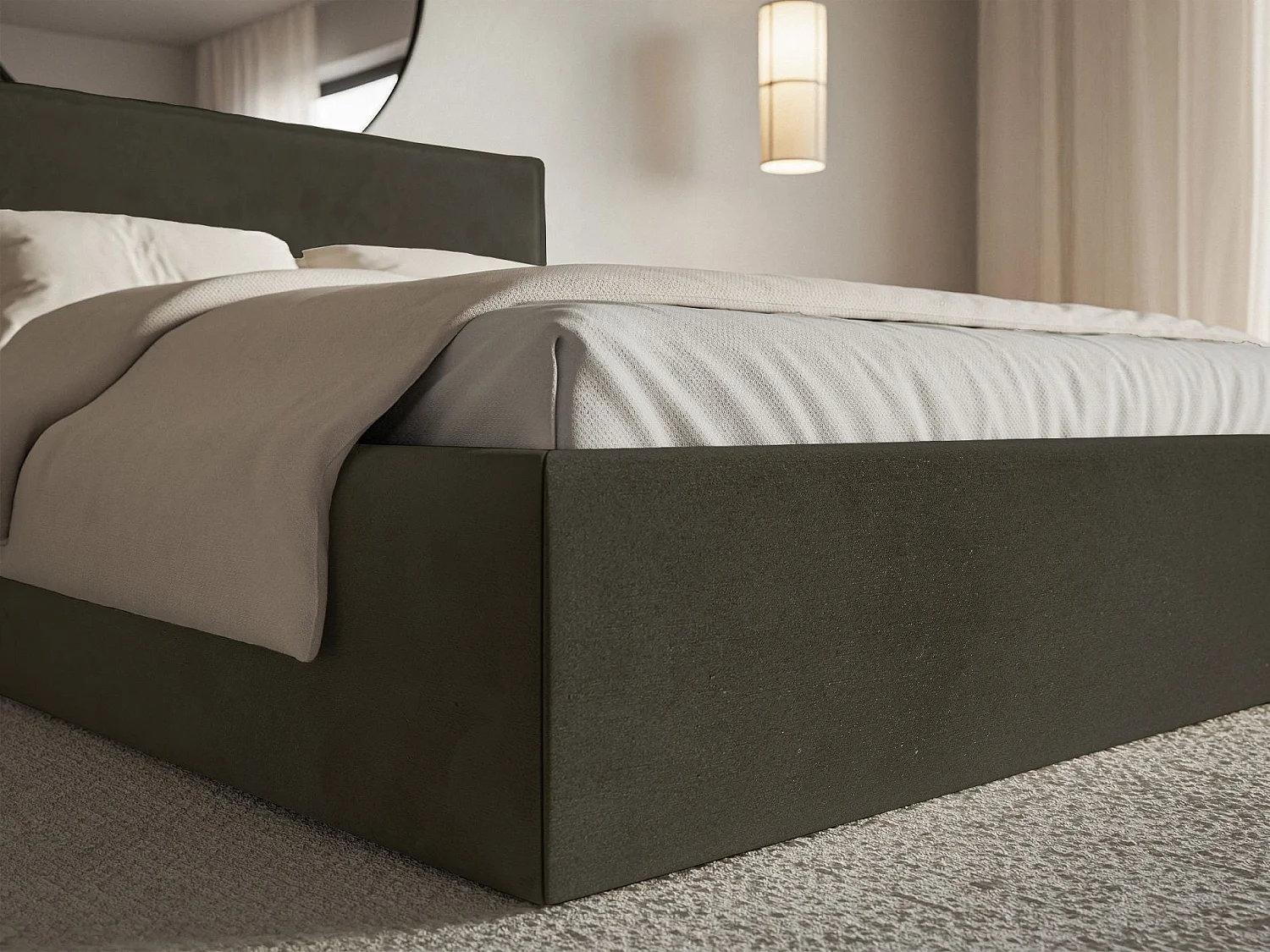 Gestoffeerd bed – 140x200 cm – donkergroen – waterafstotende velours – SOFTIE SLIM
