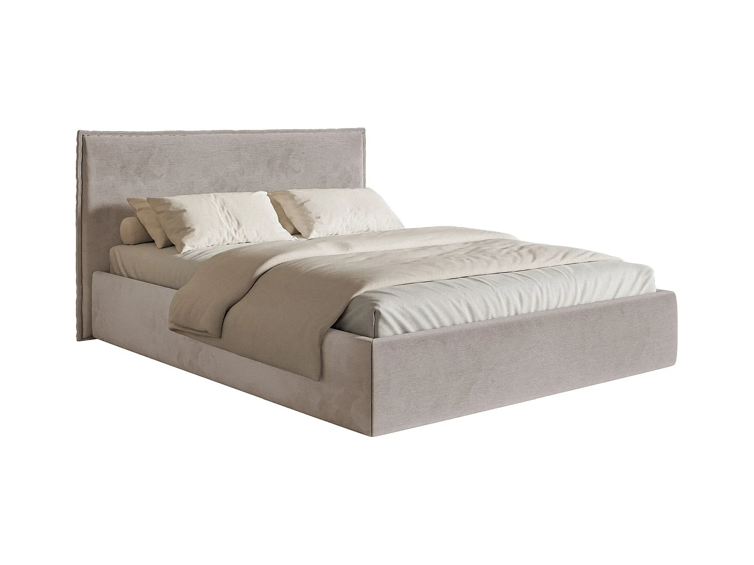Lit tapissé 200×200- velours - brun-gris - SOFTIE SLIM