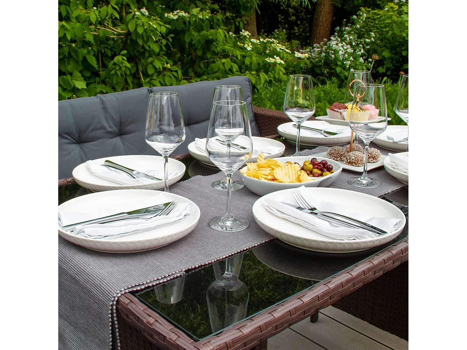 Rotan Hoekset Loungeset Dining Tuintafel - 9 Personen - Regenhoes + Uitneembare Kussens - Bruin