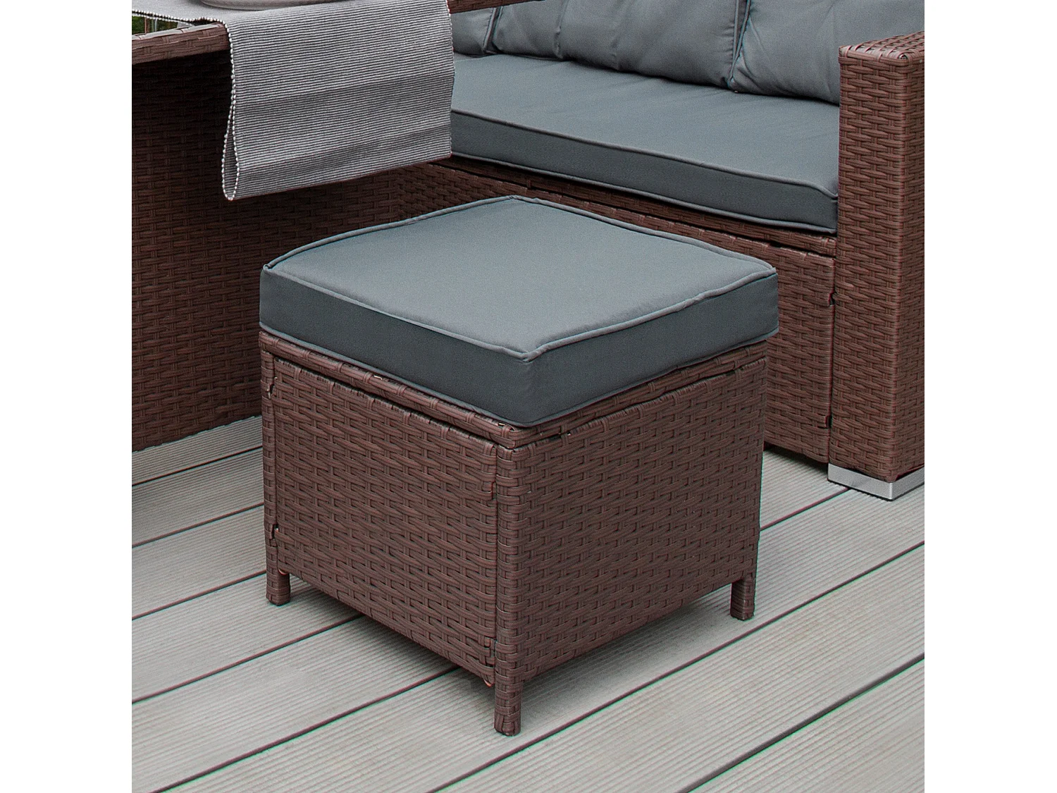 Rotan Hoekset Loungeset Dining Tuintafel - 9 Personen - Regenhoes + Uitneembare Kussens - Bruin