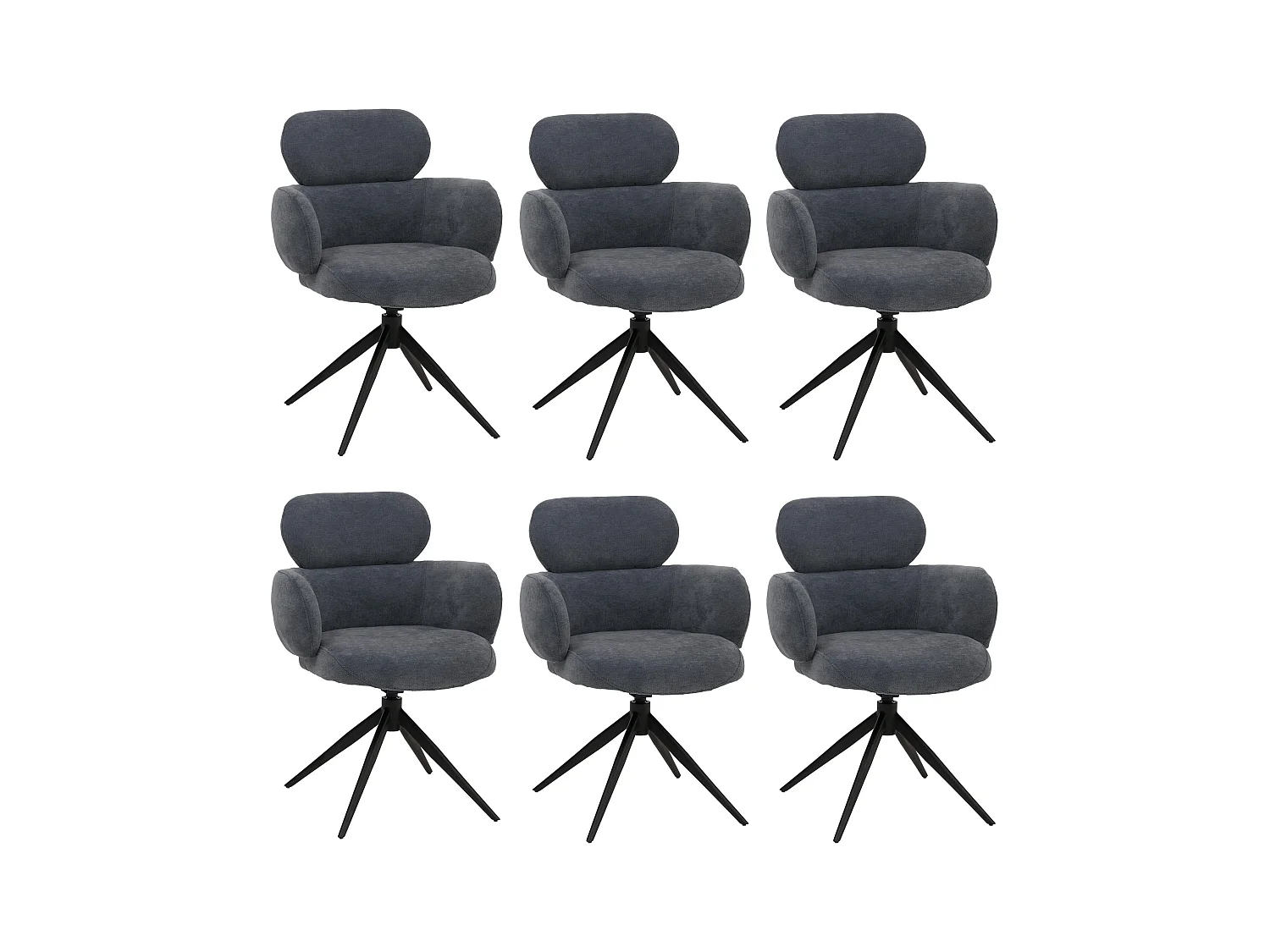 Chaise de salle à manger MCW-O77 (lot de 6),  gris-bleu