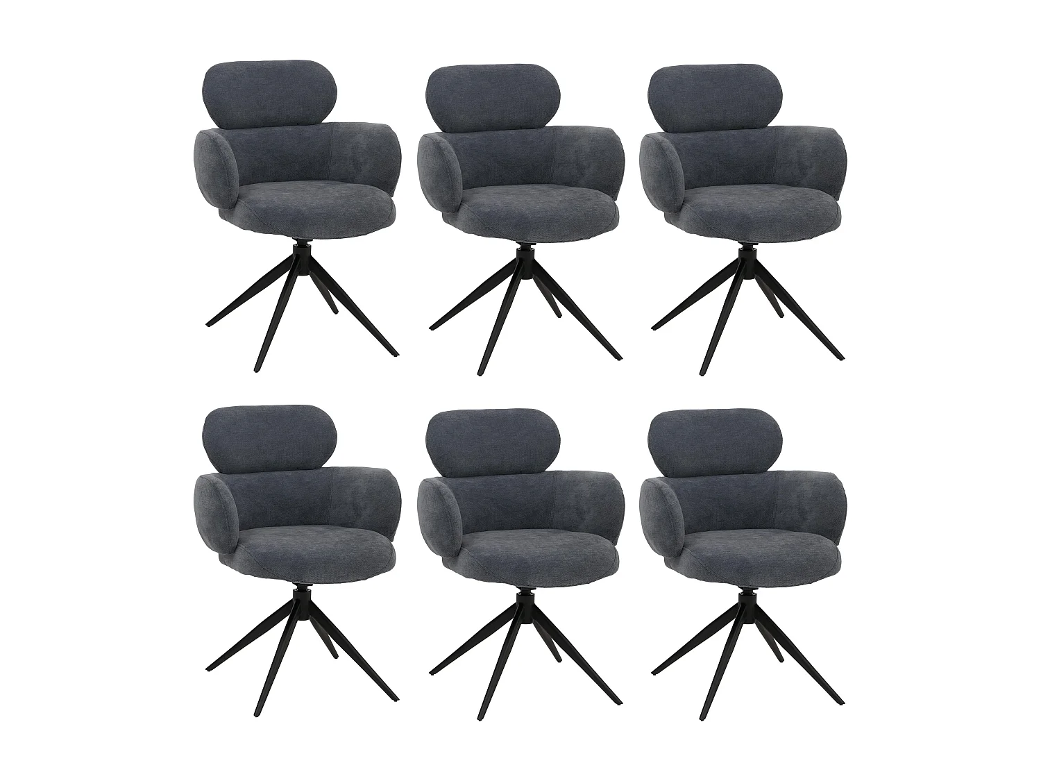 Chaise de salle à manger MCW-O77 (lot de 6),  gris-bleu