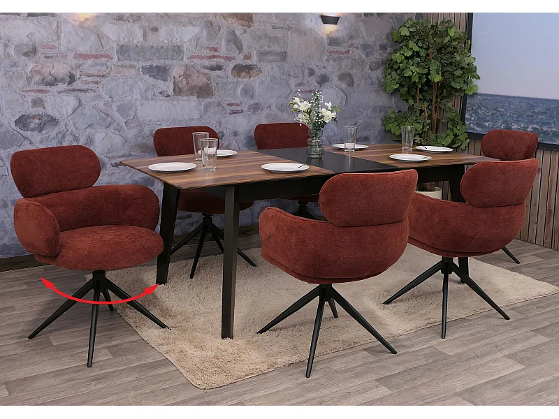 Silla de comedor MCW-O77 (juego de 6),  rojo marrón