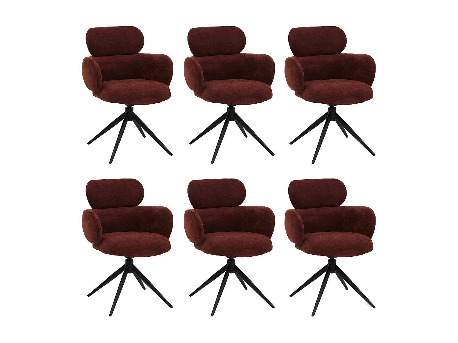 Chaise de salle à manger MCW-O77 (lot de 6),  rouge-brun