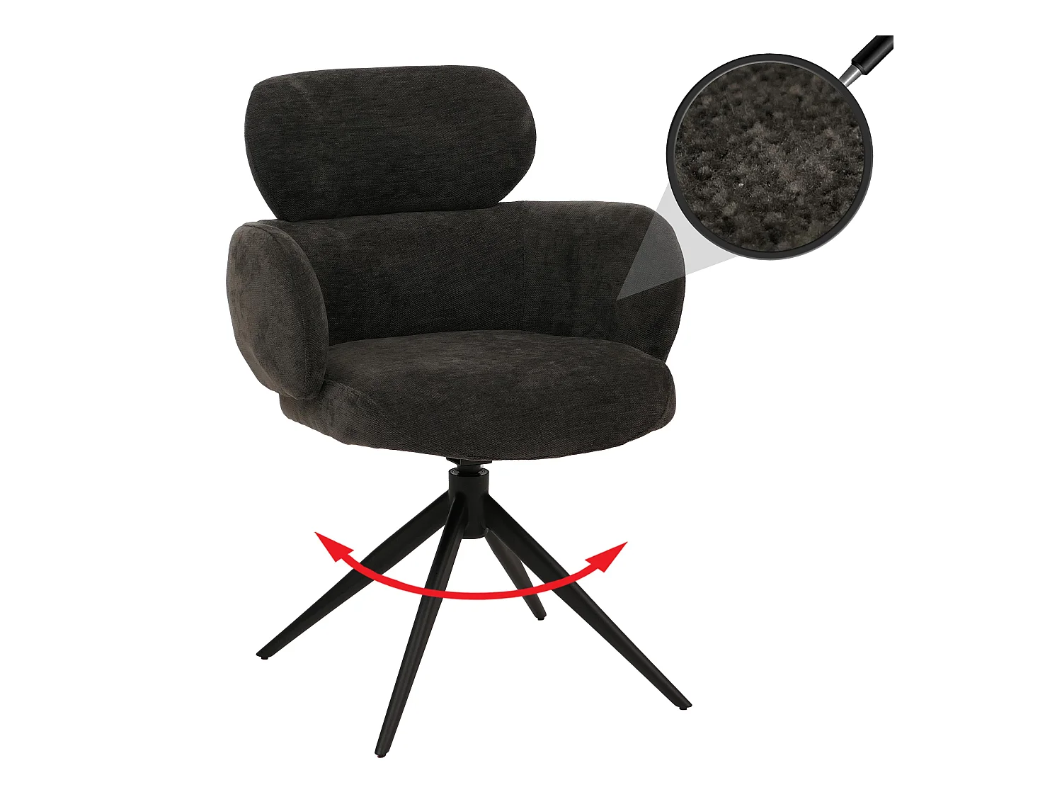 Chaise de salle à manger MCW-O77,  anthracite