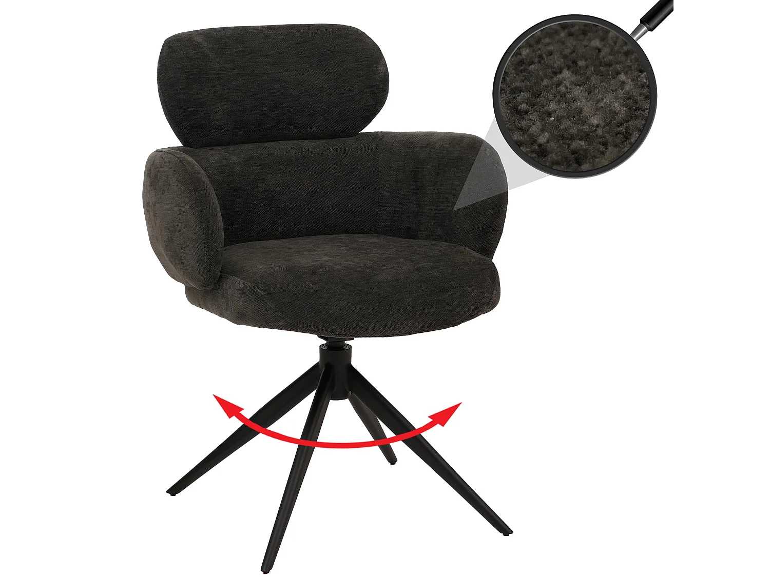 Chaise de salle à manger MCW-O77,  anthracite