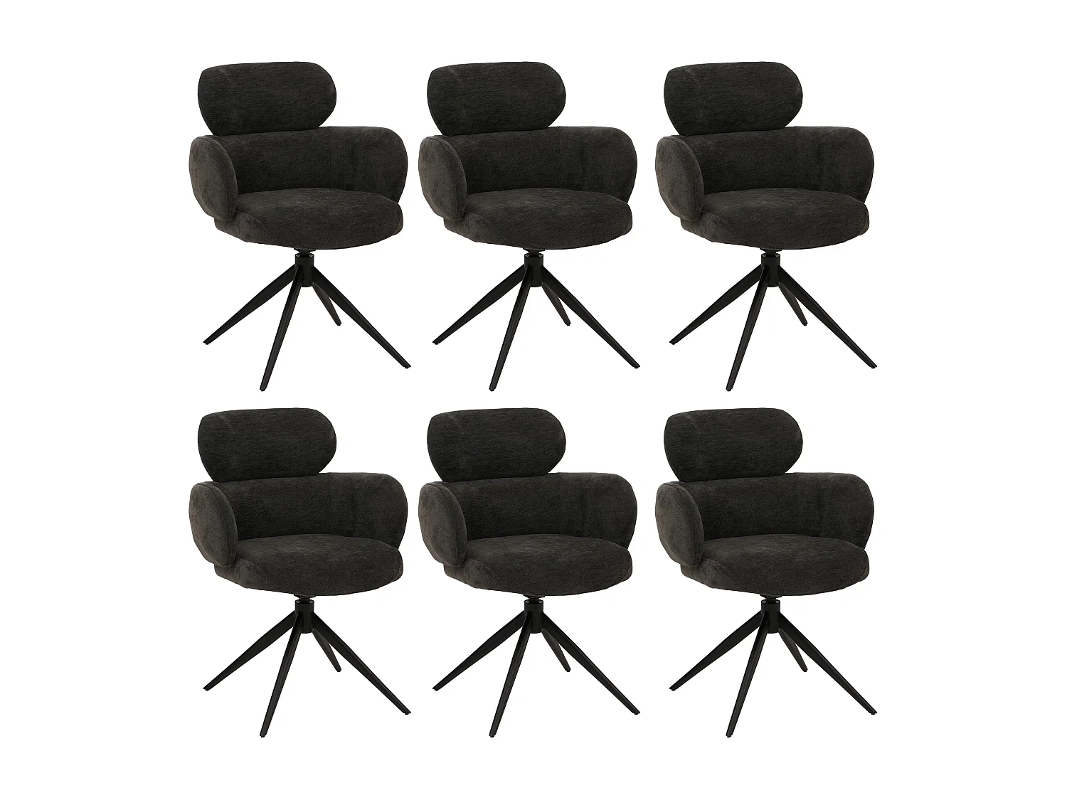 Chaise de salle à manger MCW-O77 (lot de 6),  anthracite